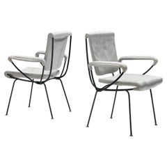Gastone Rinaldi 'DU 24' Pair of Armchairs in Leatherette and Metal