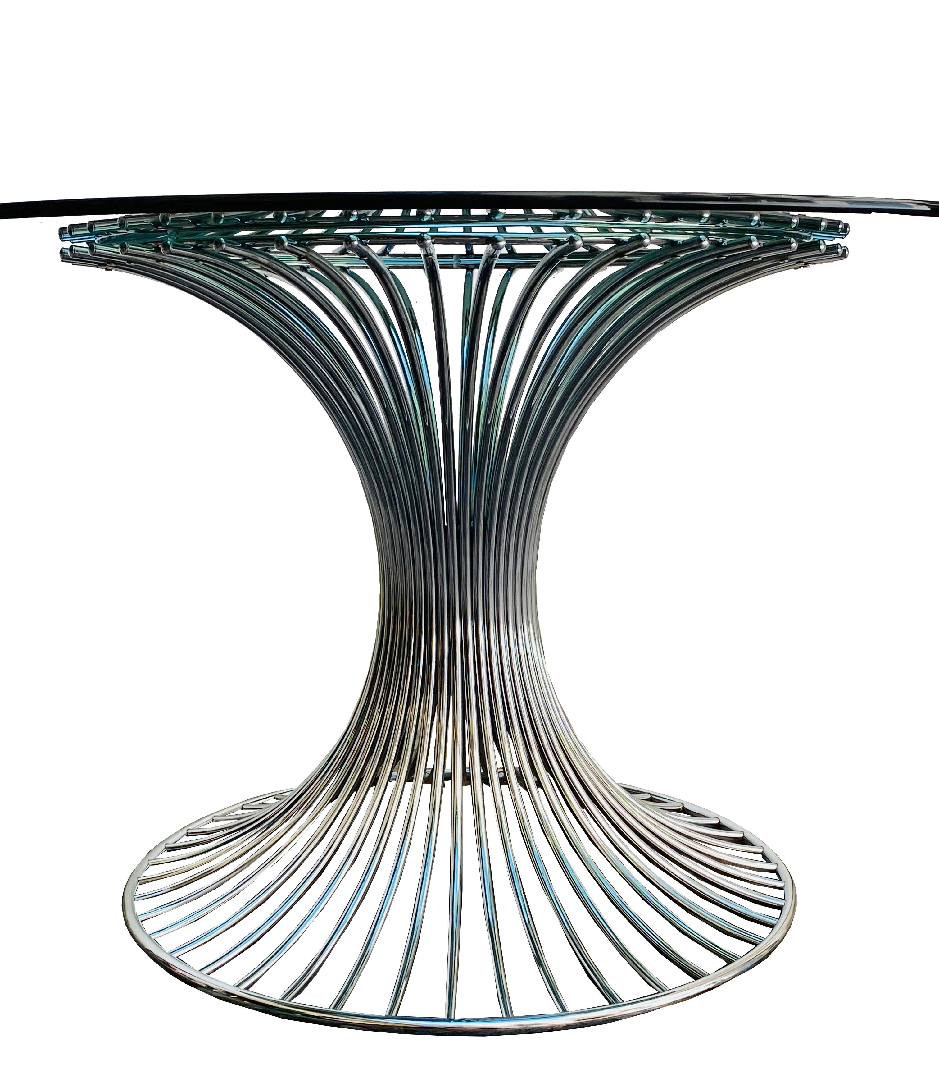 Mid-Century Modern Gastone Rinaldi for Rima Chromed Metal Round Dining Table, 1970s