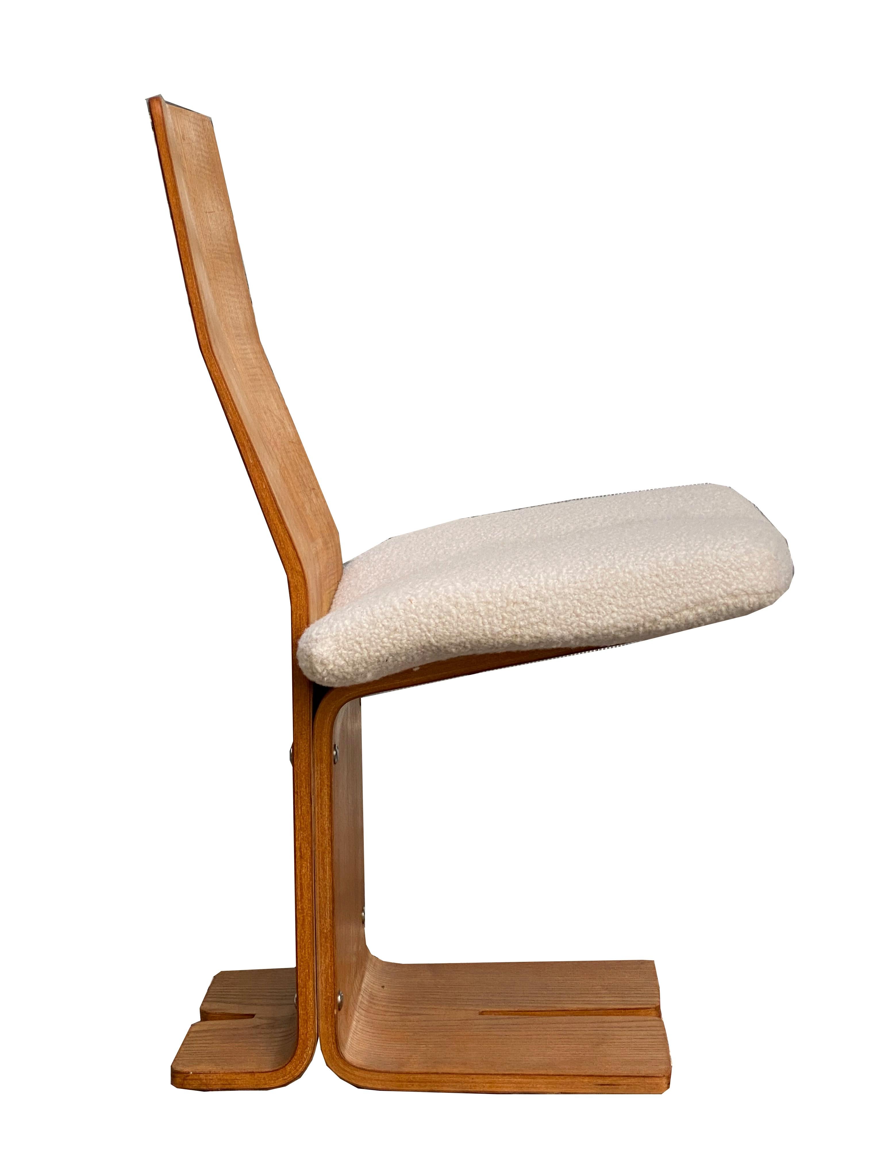 Beech wood chair and boucle' fabric seat with original Rima Padova label from 