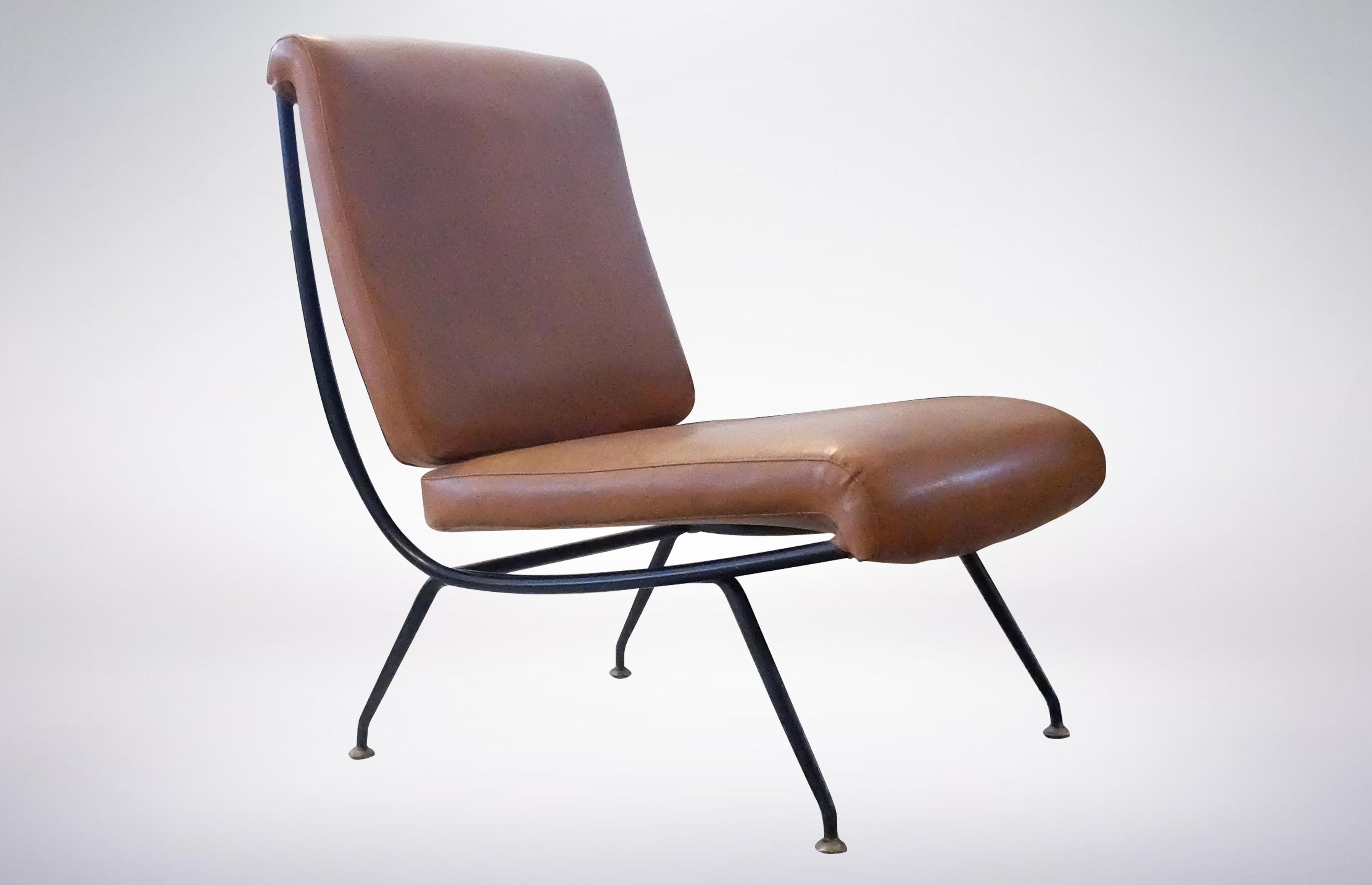 Gastone Rinaldi for RIMA, Mid-Century Modern Leather Armchair Model DU24, 1956 1