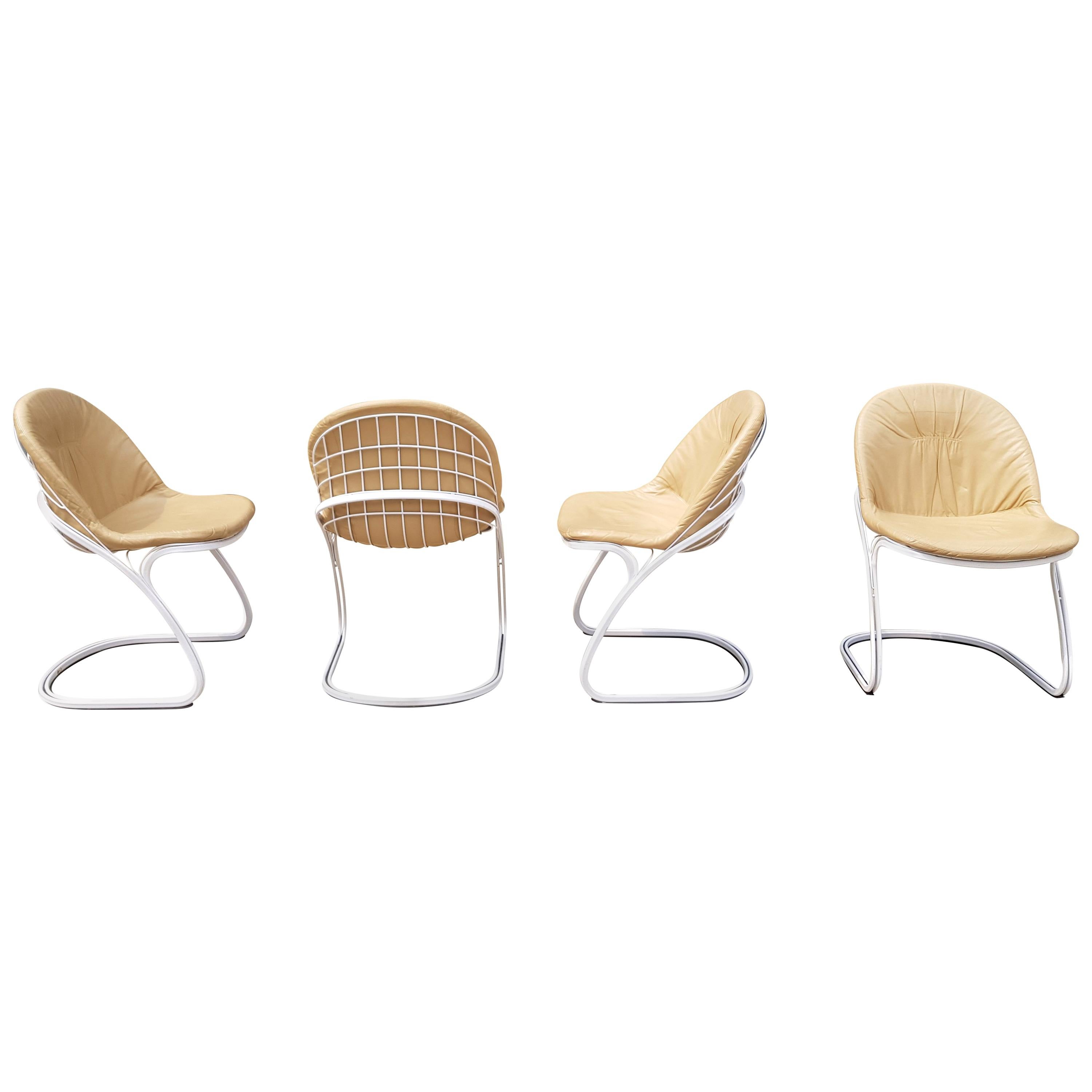 Gastone Rinaldi for Rima Set of 4 Cream Chairs For Sale