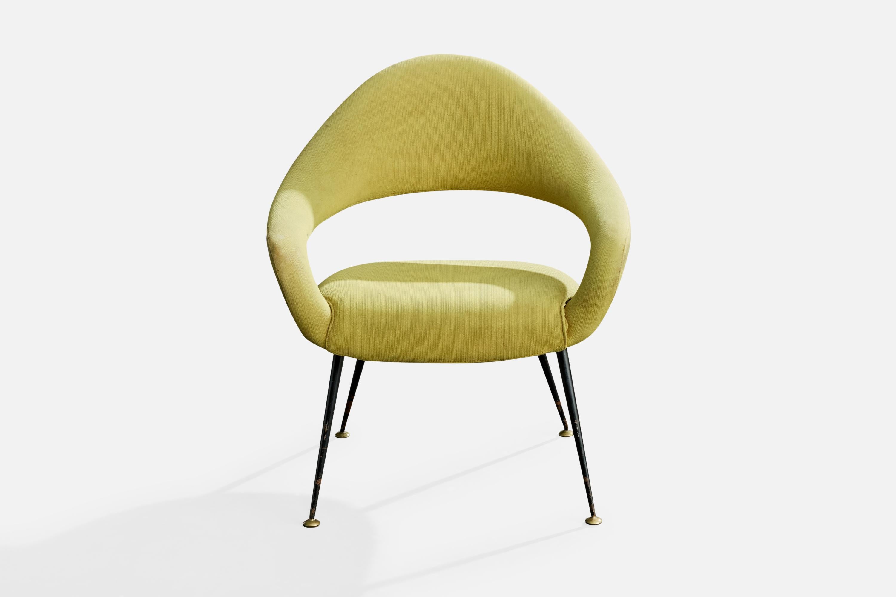 Gastone Rinaldi, Loungesessel, Stoff, Metall, Messing, Italien, 1950er Jahre (Moderne der Mitte des Jahrhunderts) im Angebot