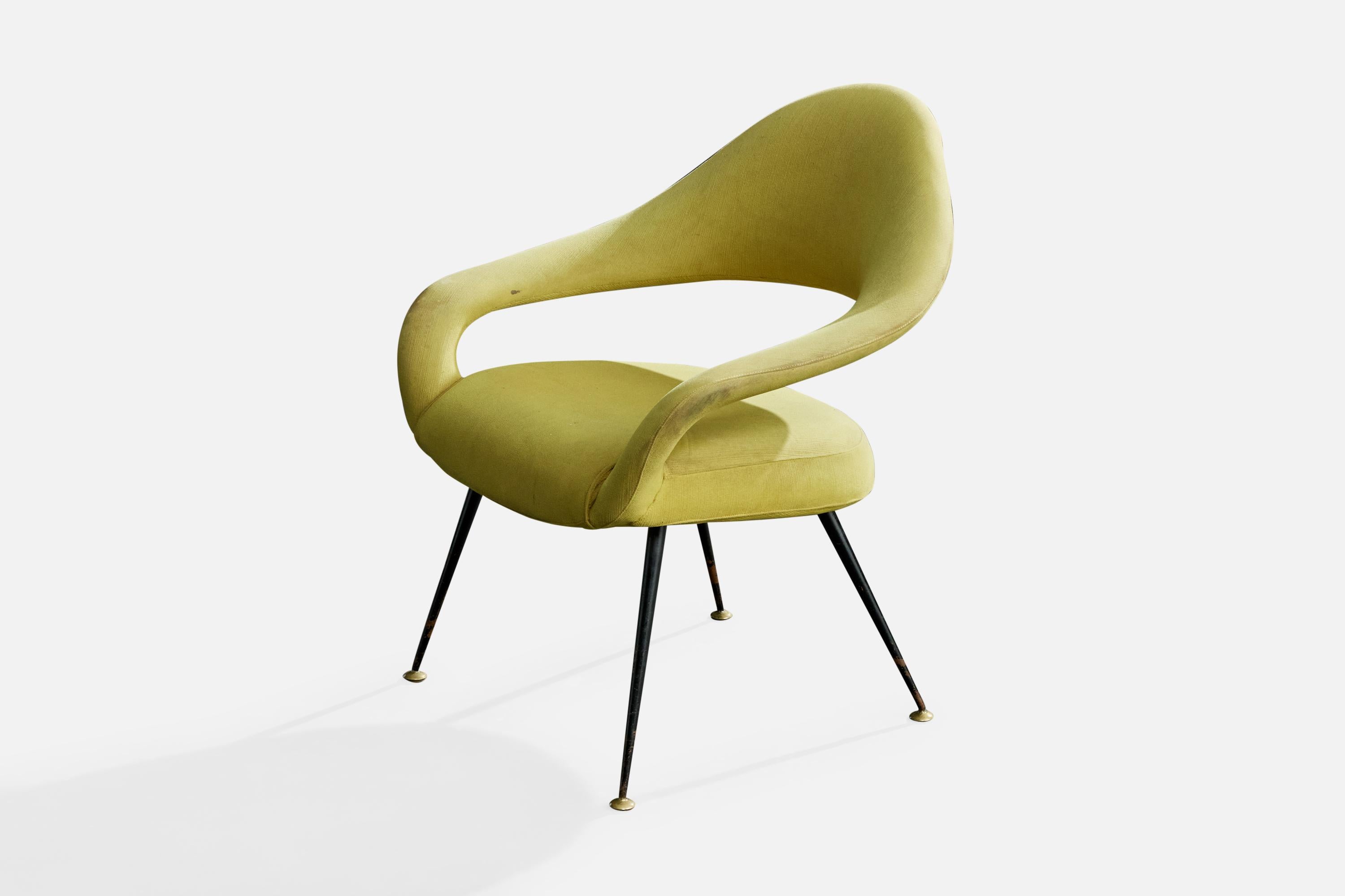 Gastone Rinaldi, Loungesessel, Stoff, Metall, Messing, Italien, 1950er Jahre (Italienisch) im Angebot