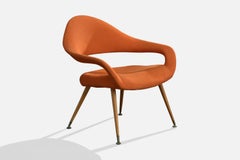 Gastone Rinaldi, Loungesessel, Stoff, Metall, Holz, Messing, Italien, 1950er Jahre