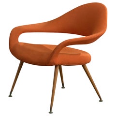 Gastone Rinaldi, Loungesessel, Stoff, Metall, Holz, Messing, Italien, 1950er Jahre