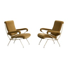 Gastone Rinaldi, Chaise longue, Mohair, Steele, Italie, années 1950