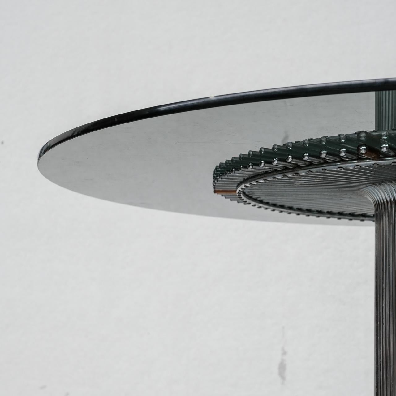 Gastone Rinaldi Mid-Century Italian Space Age Chrome Dining Table with Smoke Gla For Sale 3