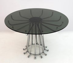 Gastone Rinaldi Mid-Century Modern Italian Chromed Metal Round Dining Table, 70s