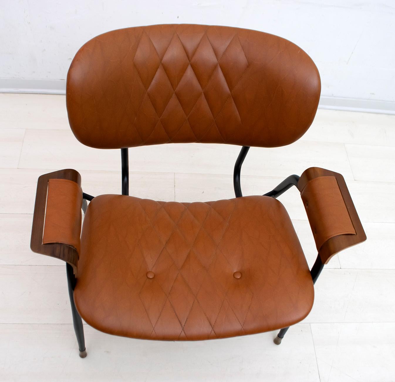Gastone Rinaldi Mid-Century Modern Italian Leather Armchair for RIMA, 1960s 4