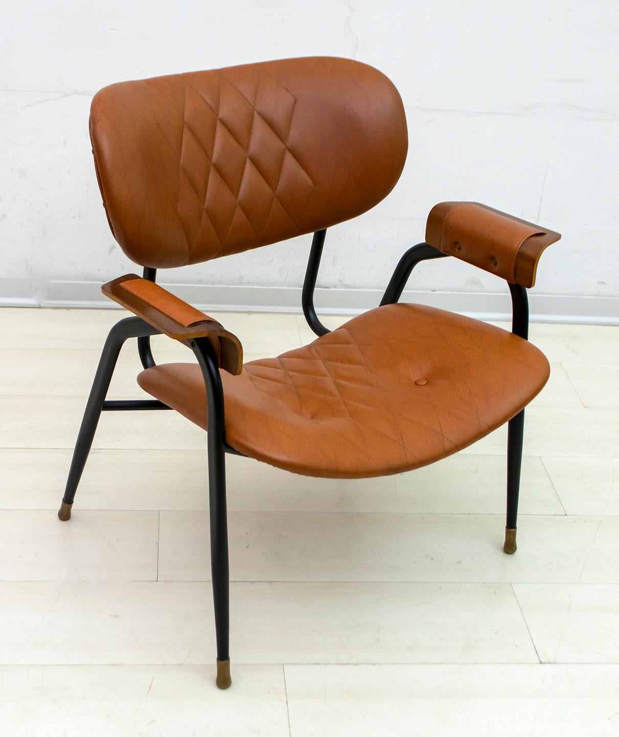 Gastone Rinaldi Mid-Century Modern Italian Leather Armchair for RIMA, 1960s 5