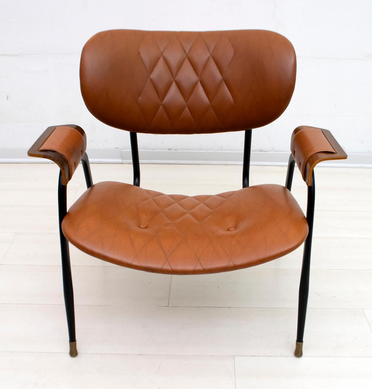 Gastone Rinaldi Mid-Century Modern Italian Leather Armchair for RIMA, 1960s 6