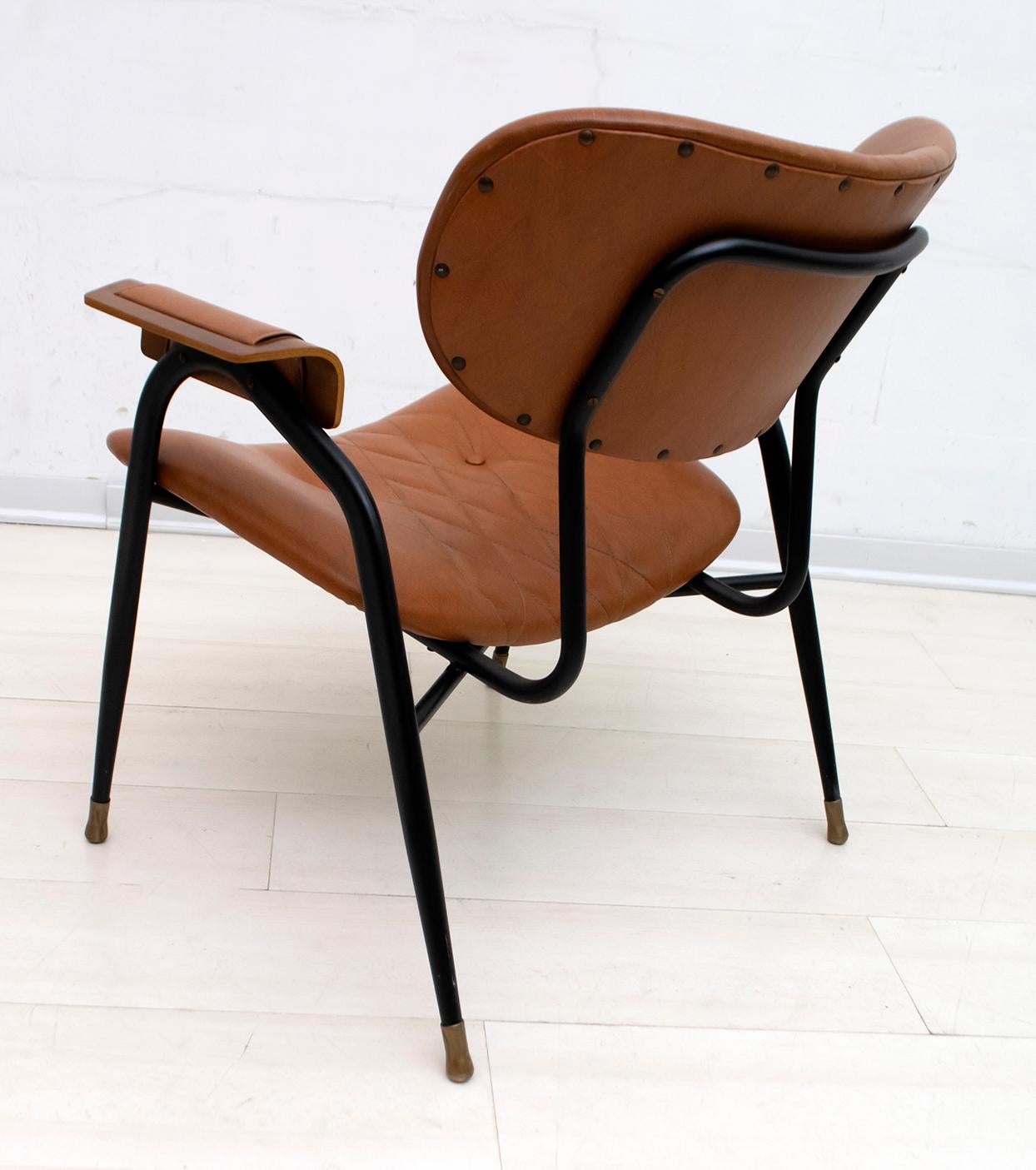 Gastone Rinaldi Mid-Century Modern Italian Leather Armchair for RIMA, 1960s 11