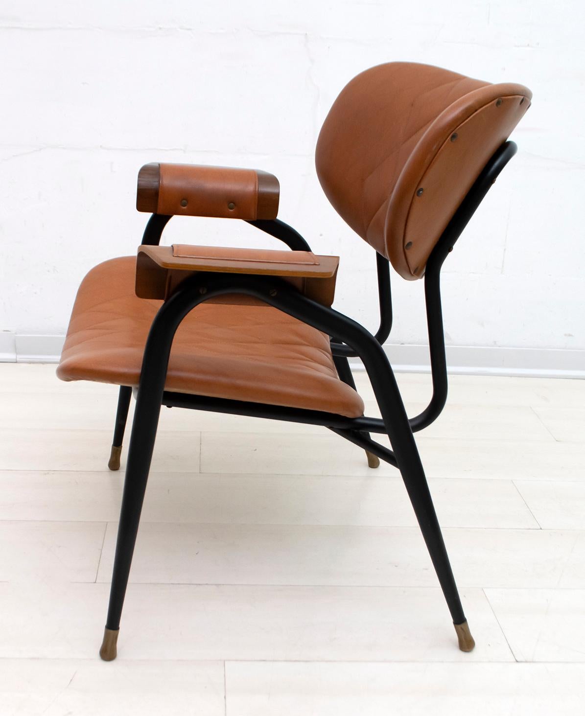 Gastone Rinaldi Mid-Century Modern Italian Leather Armchair for RIMA, 1960s 12