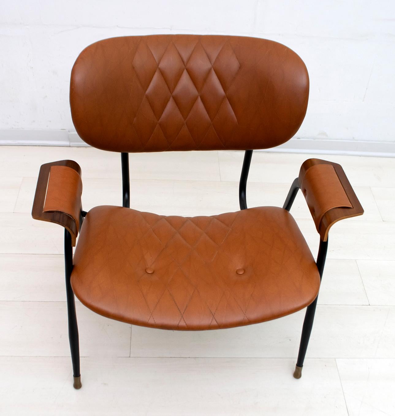 Gastone Rinaldi Mid-Century Modern Italian Leather Armchair for RIMA, 1960s 13