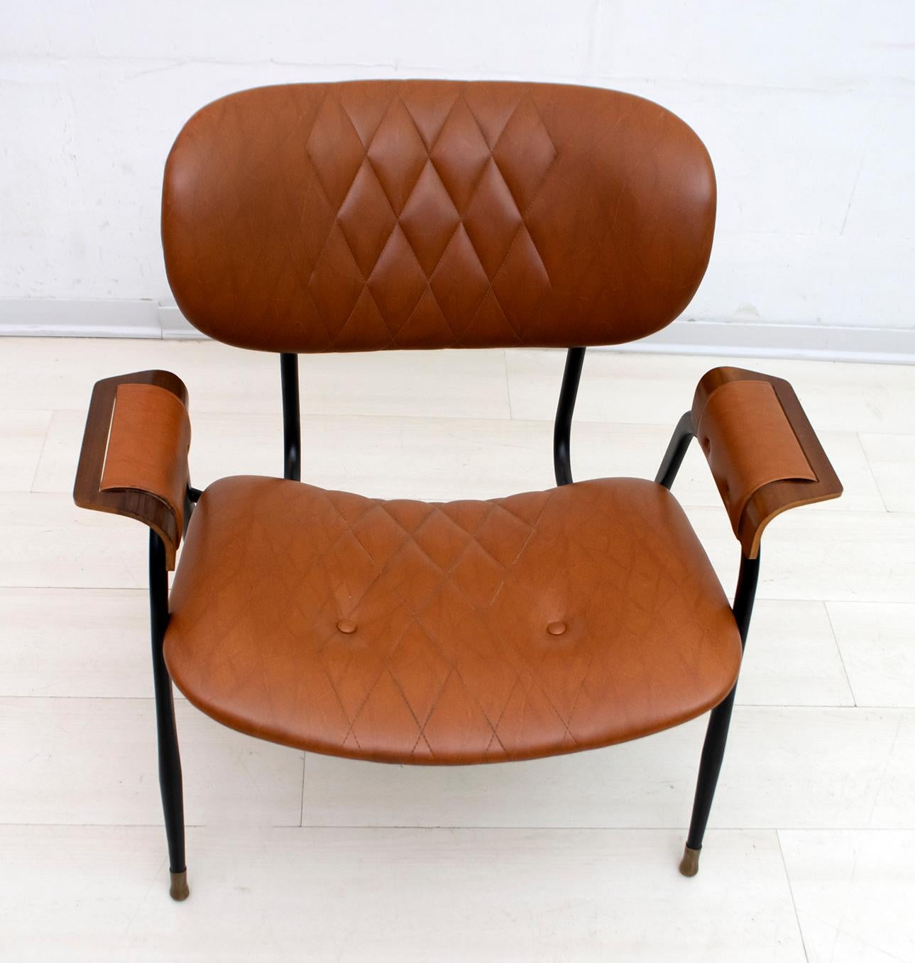 Gastone Rinaldi Mid-Century Modern Italian Leather Armchair for RIMA, 1960s 3