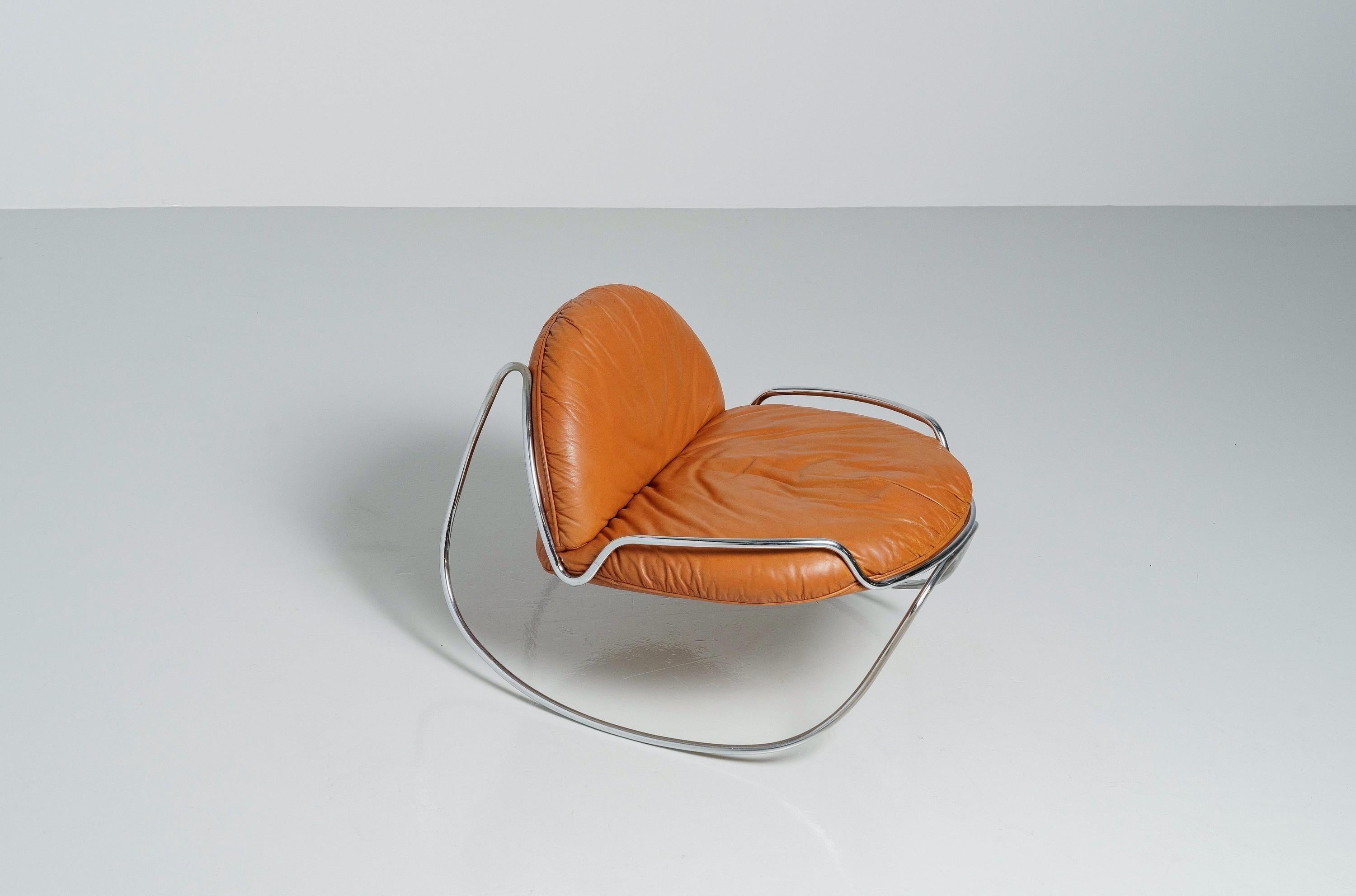 Cuir Chaise à bascule Rinaldi Ondalunga de Gastone, Italie, 1971 en vente