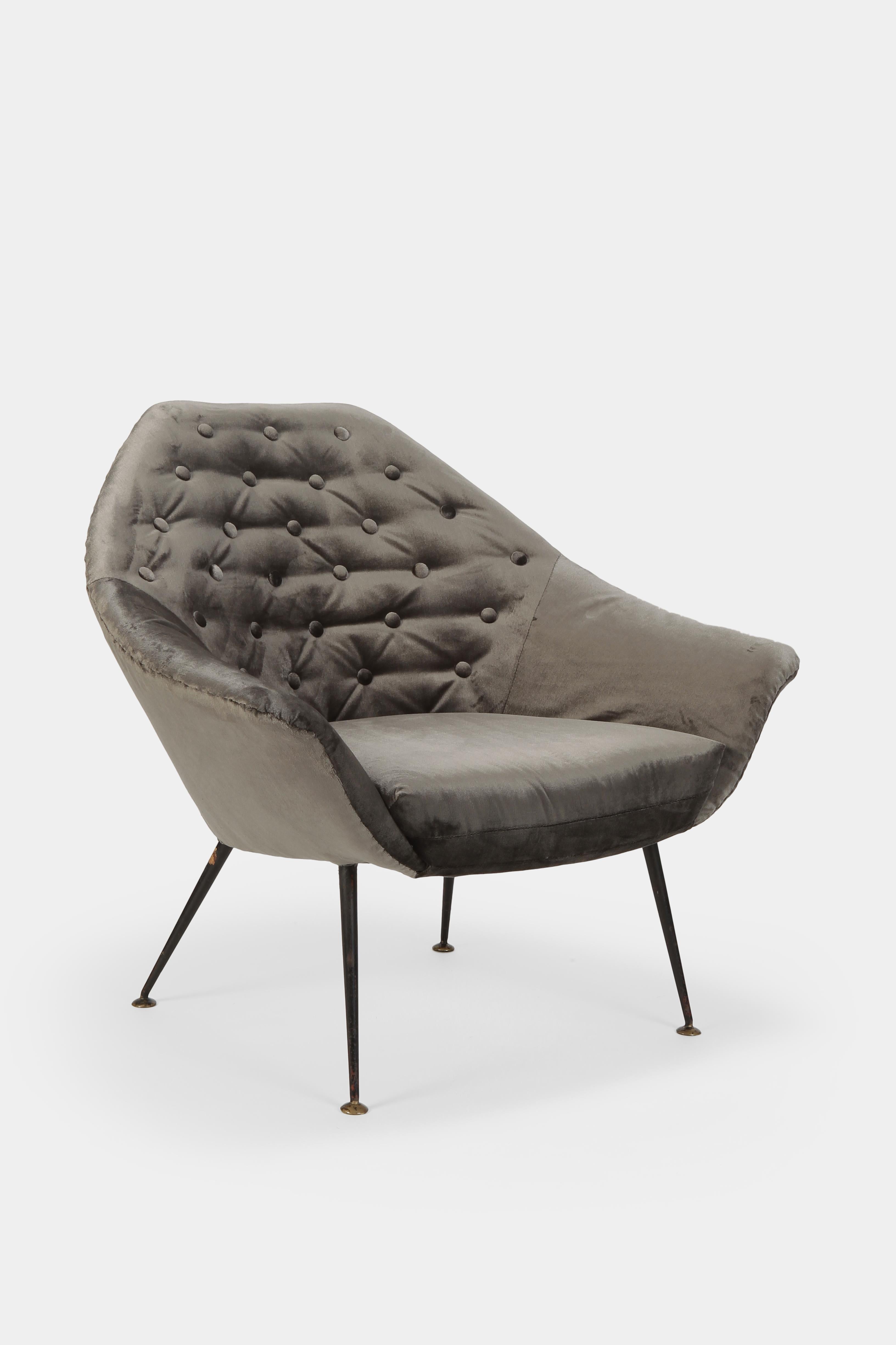 Mid-Century Modern Gastone Rinaldi P43 Rima Velvet Chair, 1950s For Sale
