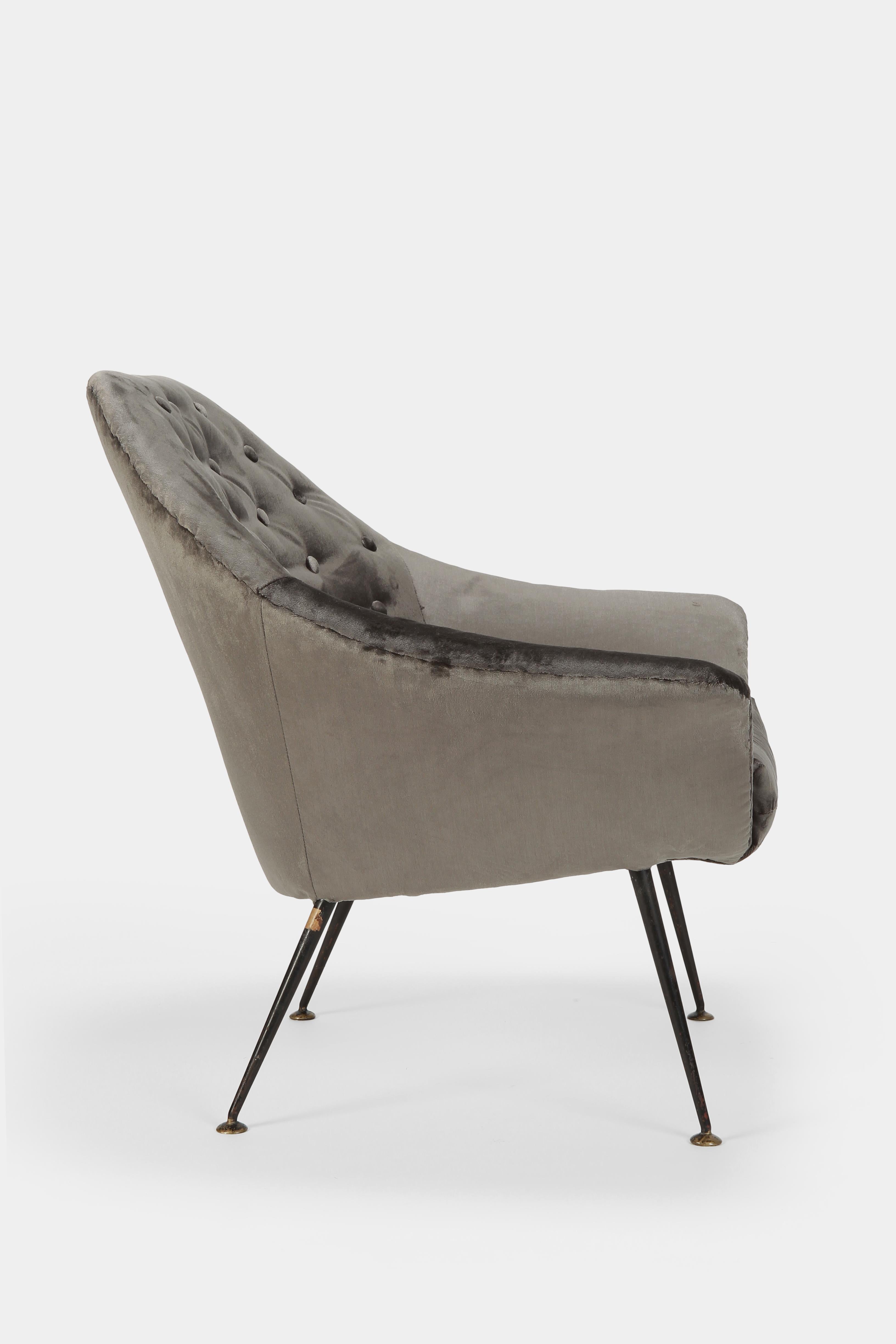 Italian Gastone Rinaldi P43 Rima Velvet Chair, 1950s For Sale