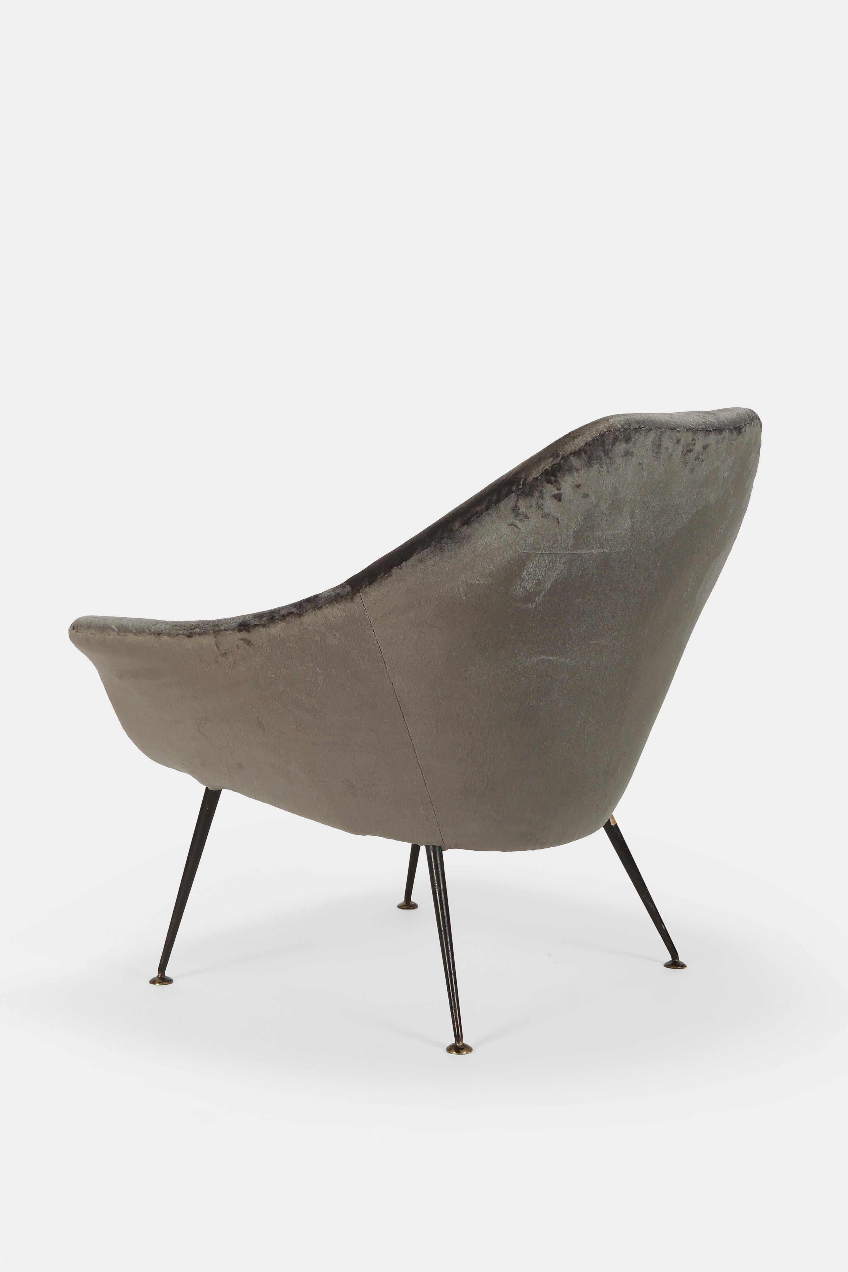 Gastone Rinaldi P43 Rima Velvet Chair, 1950s In Good Condition For Sale In Basel, CH