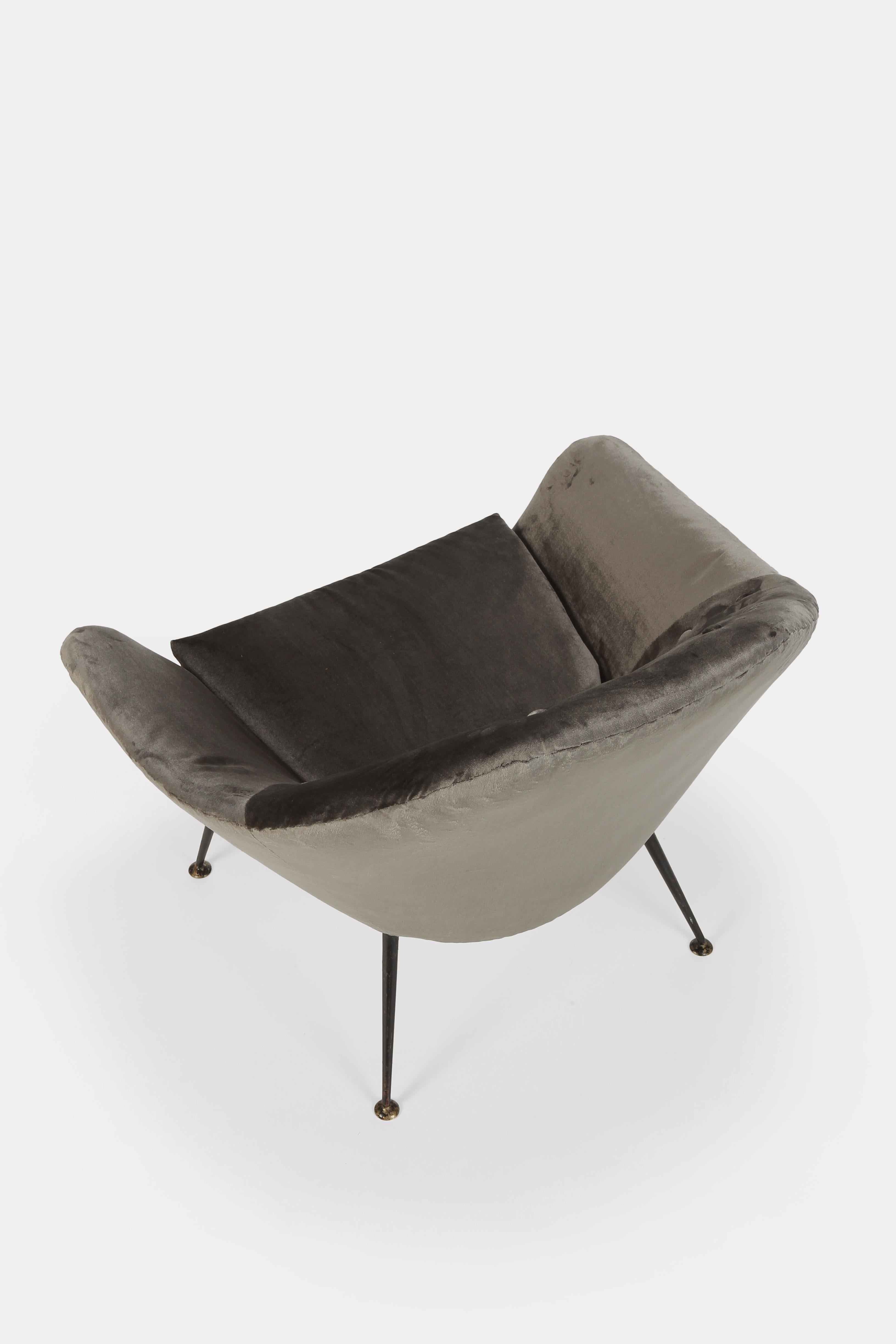 Gastone Rinaldi P43 Rima Velvet Chair, 1950s For Sale 2