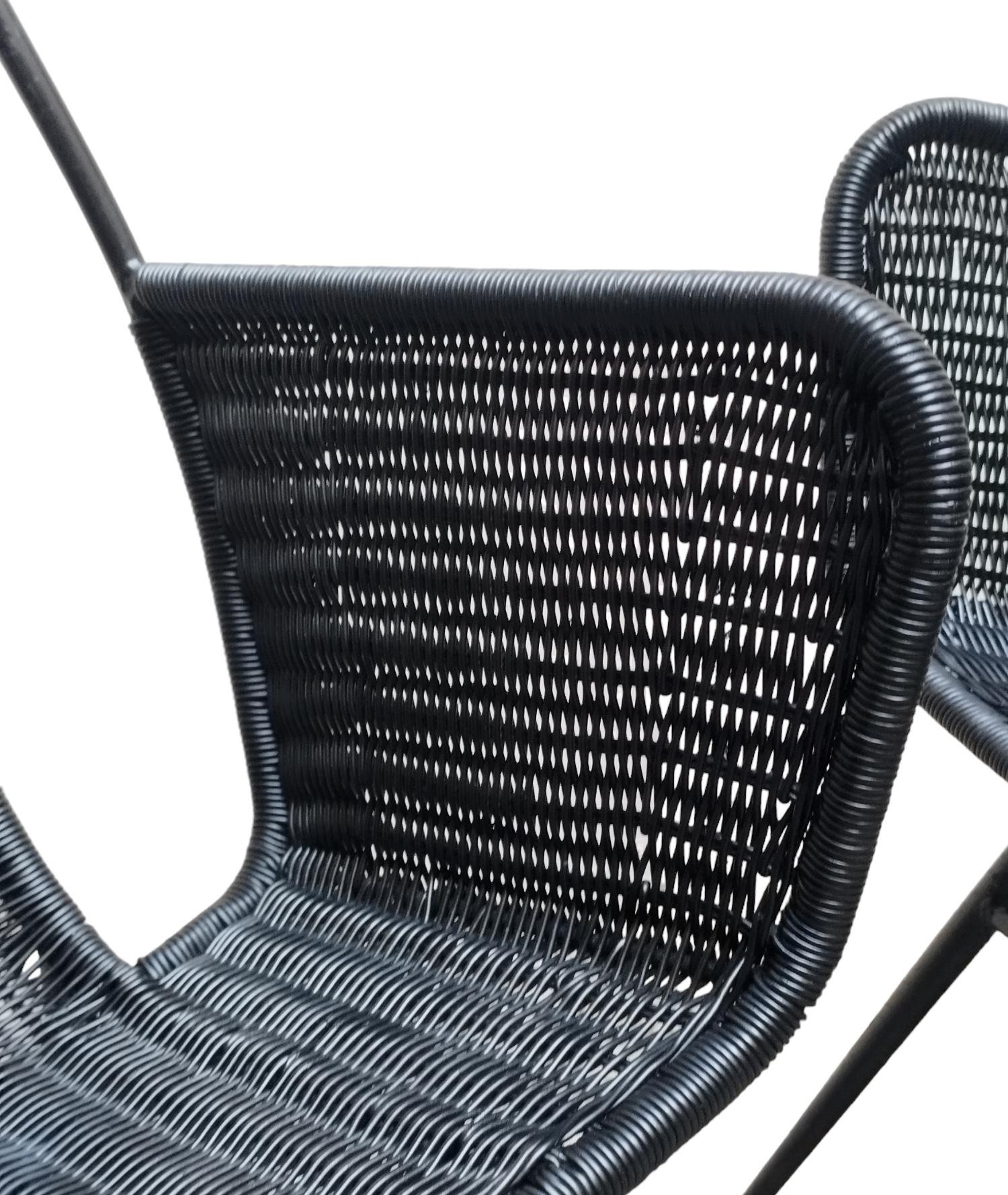 Metal Gastone Rinaldi, Pair of Outdoor Armchairs in Woven Plastic, Italy 1960s/70s For Sale