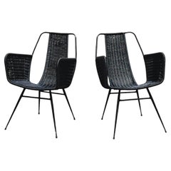 Gastone Rinaldi, Pair of Outdoor Armchairs in Woven Plastic, Italy 1960s/70s