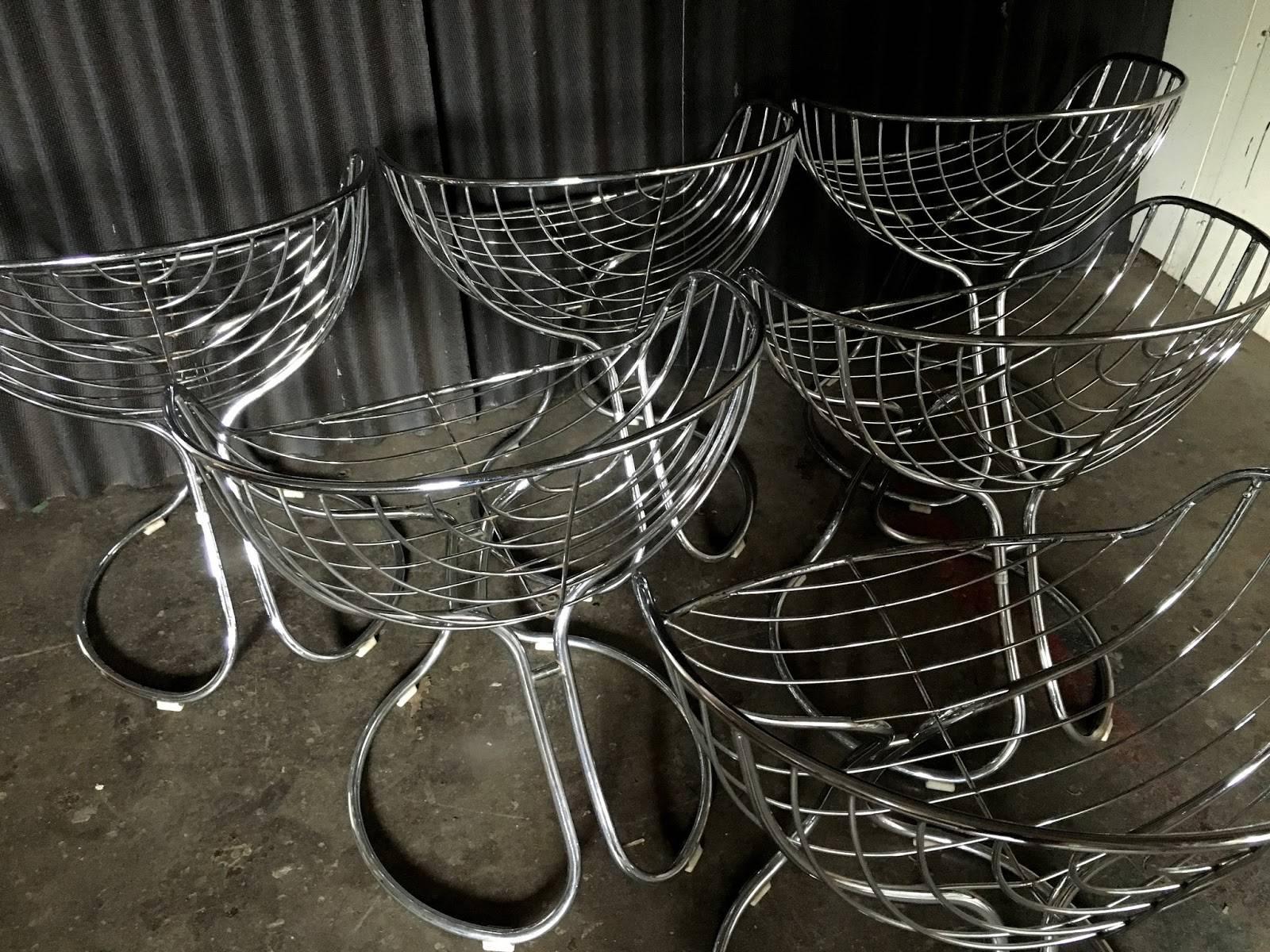 Gastone Rinaldi 'Pan Am' Chrome Italian Chairs, Set of Six In Excellent Condition In Southampton, NJ