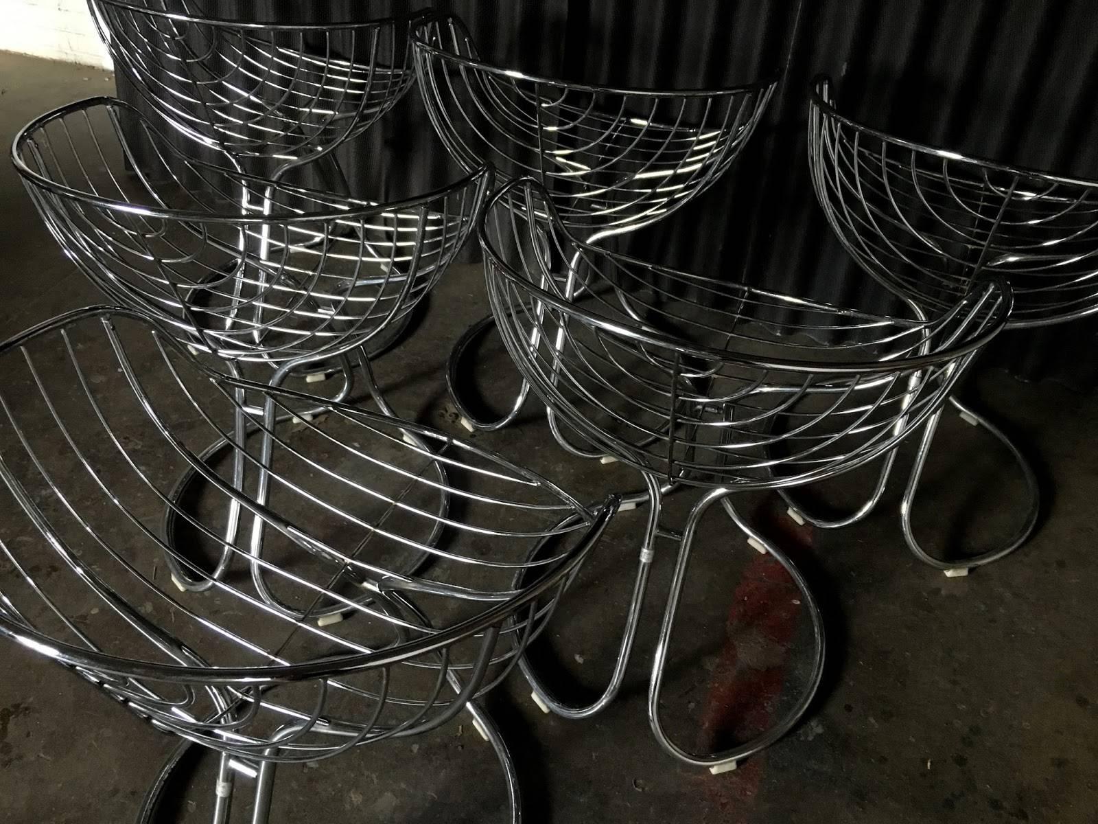 Late 20th Century Gastone Rinaldi 'Pan Am' Chrome Italian Chairs, Set of Six
