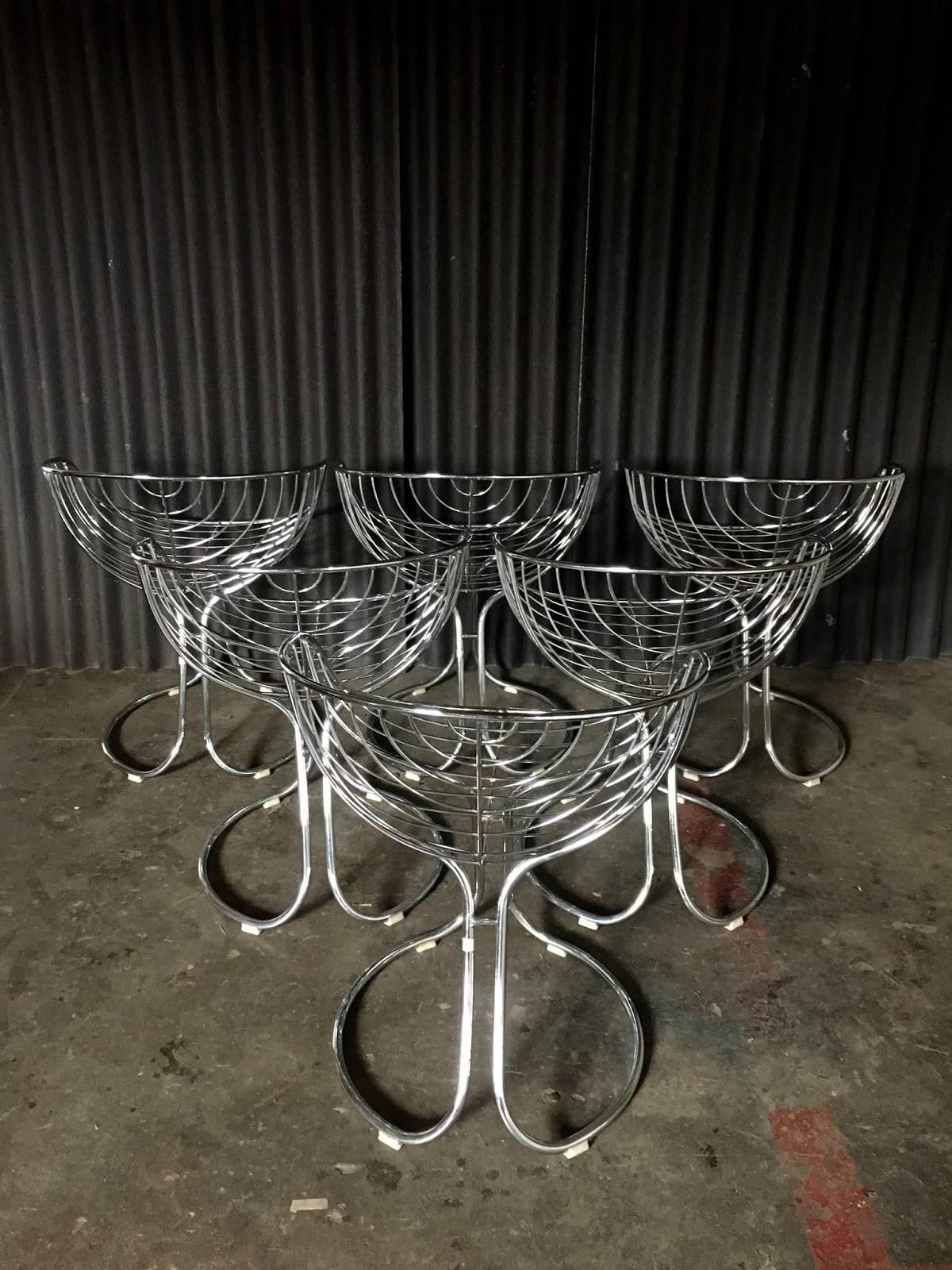 Gastone Rinaldi 'Pan Am' Chrome Italian Chairs, Set of Six 1