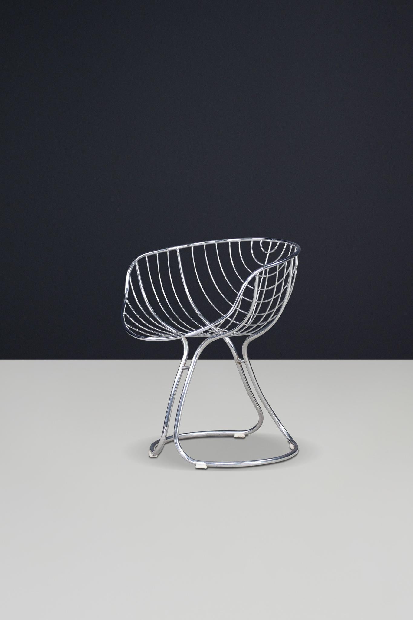 Chrome Gastone Rinaldi Pan Am Dining Chair for Rima Padova, Italy, 1970s For Sale
