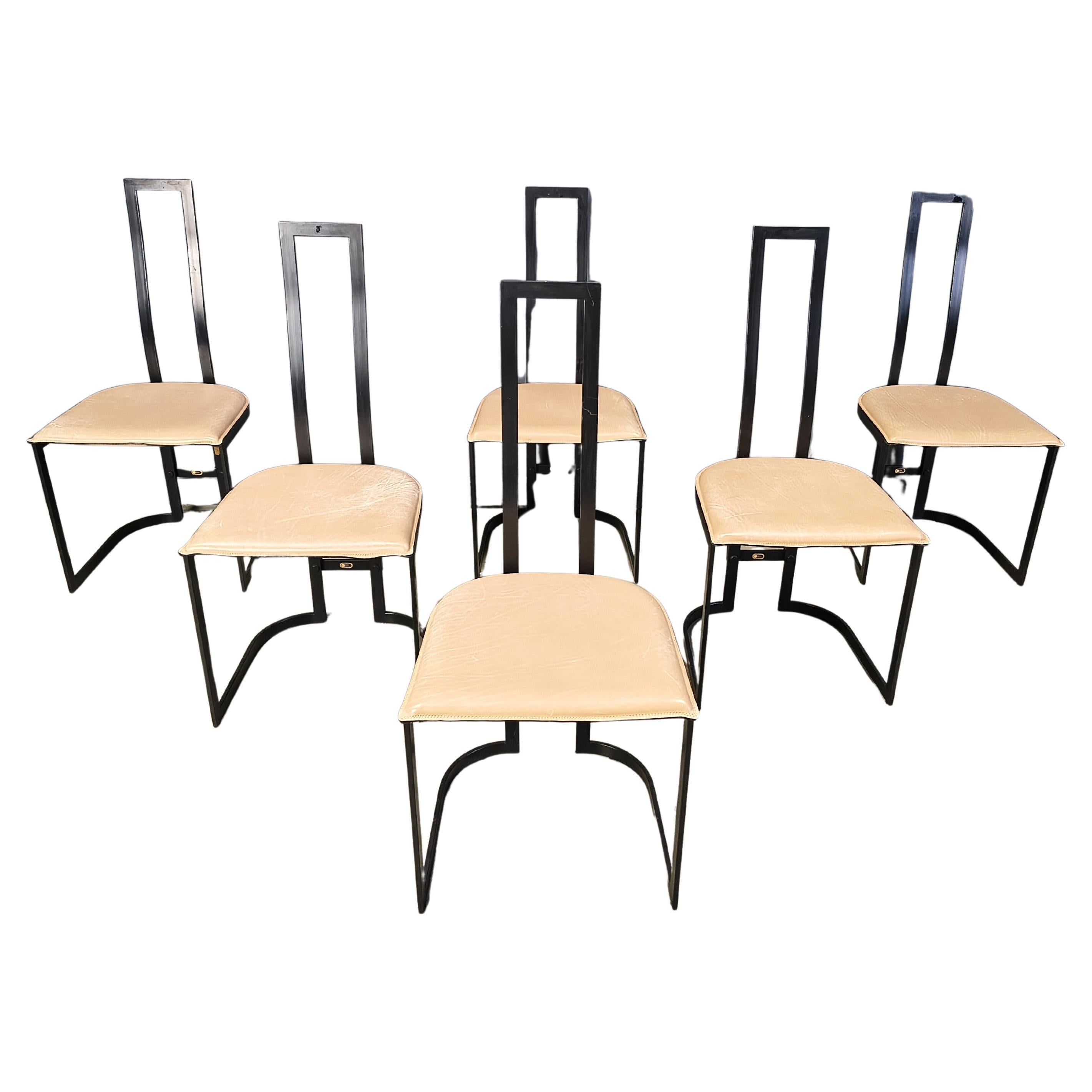Chaises de salle à manger postmodernes Gastone Rinaldi pour Thema Italy, années 1980 - lot de 6 en vente