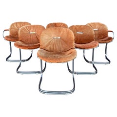 Gastone Rinaldi 'Sabrina' Cantilever Chrome Dining Chairs for Rima