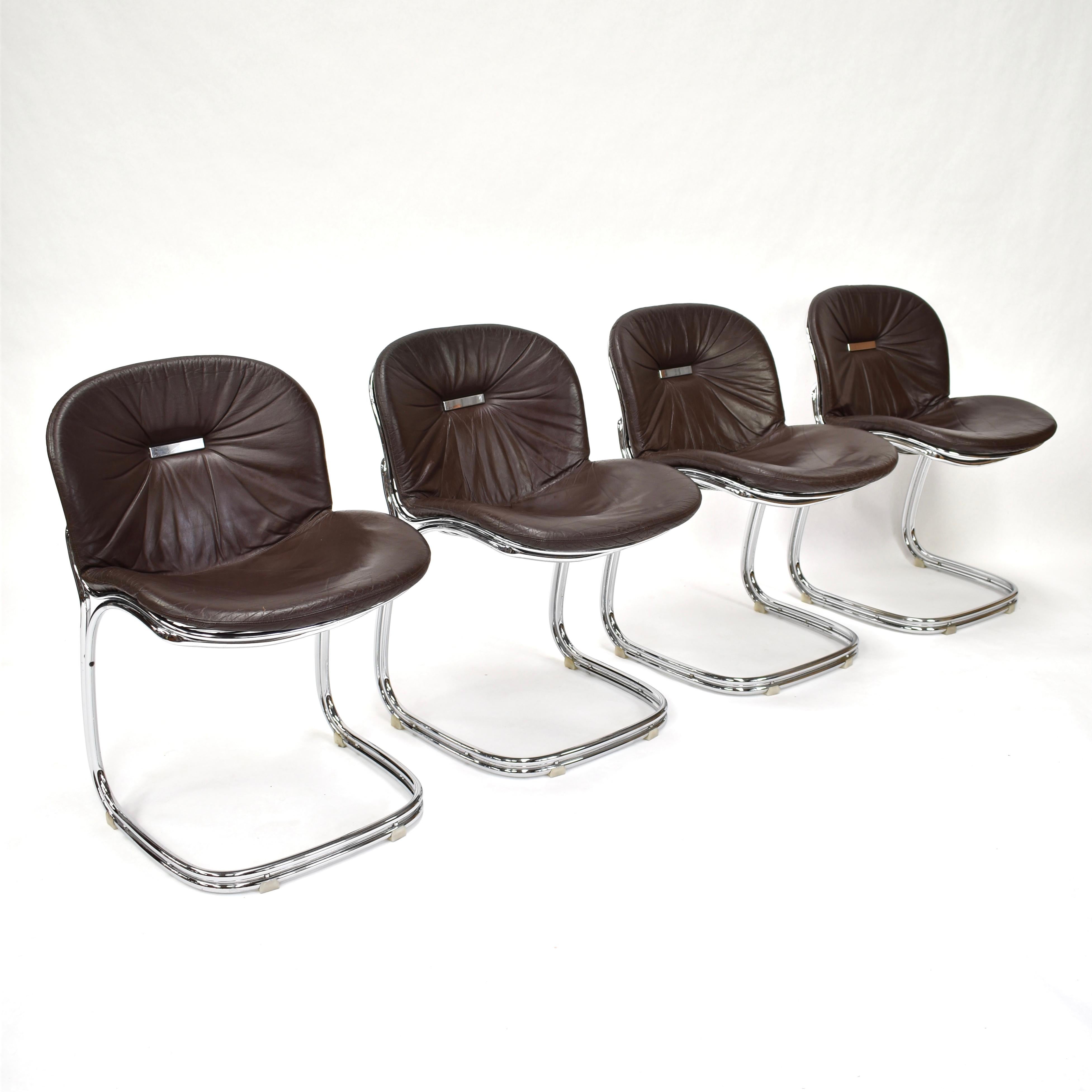 Gastone Rinaldi 'Sabrina' Chocolate Brown Leather Chairs for RIMA, Italy 7
