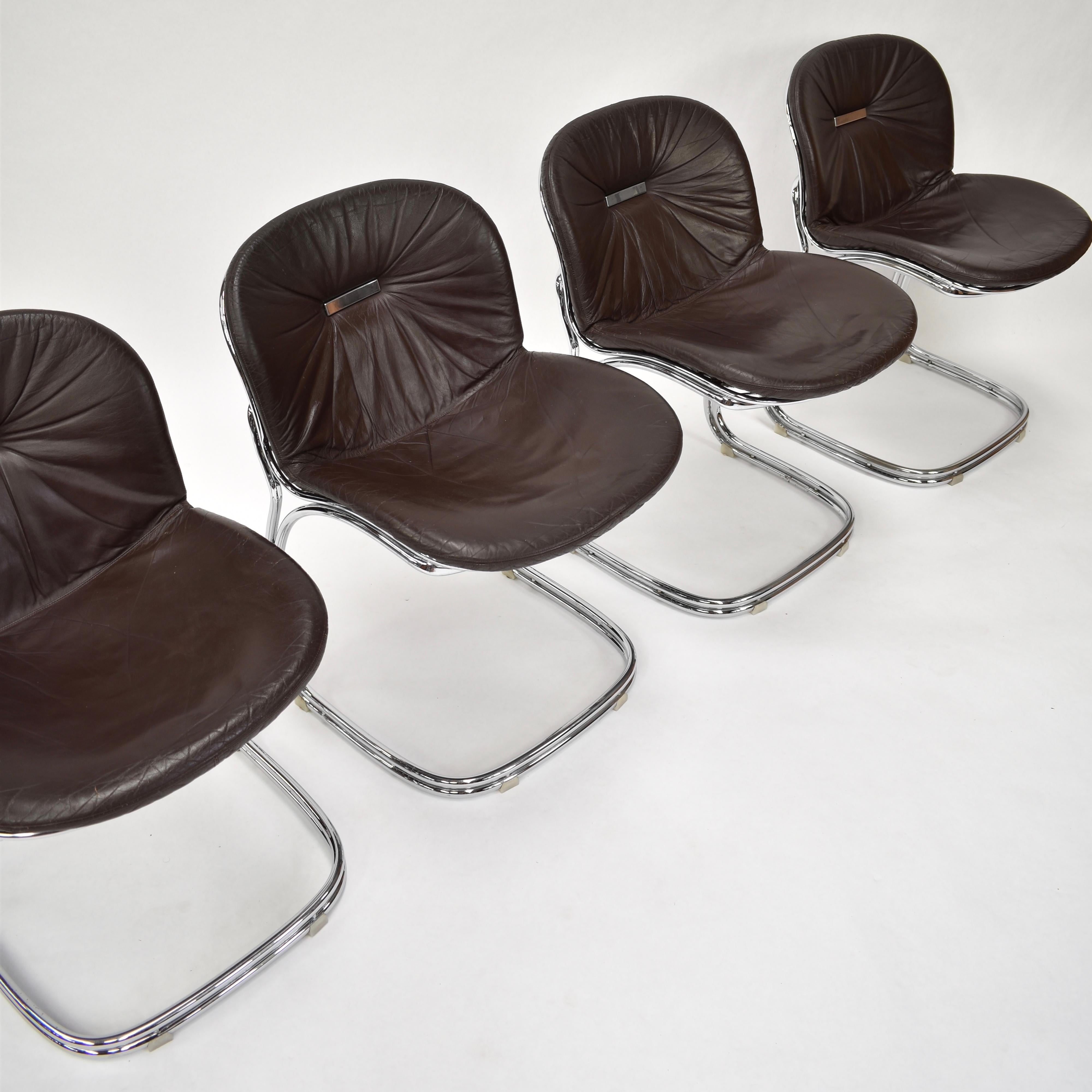 Gastone Rinaldi 'Sabrina' Chocolate Brown Leather Chairs for RIMA, Italy 9