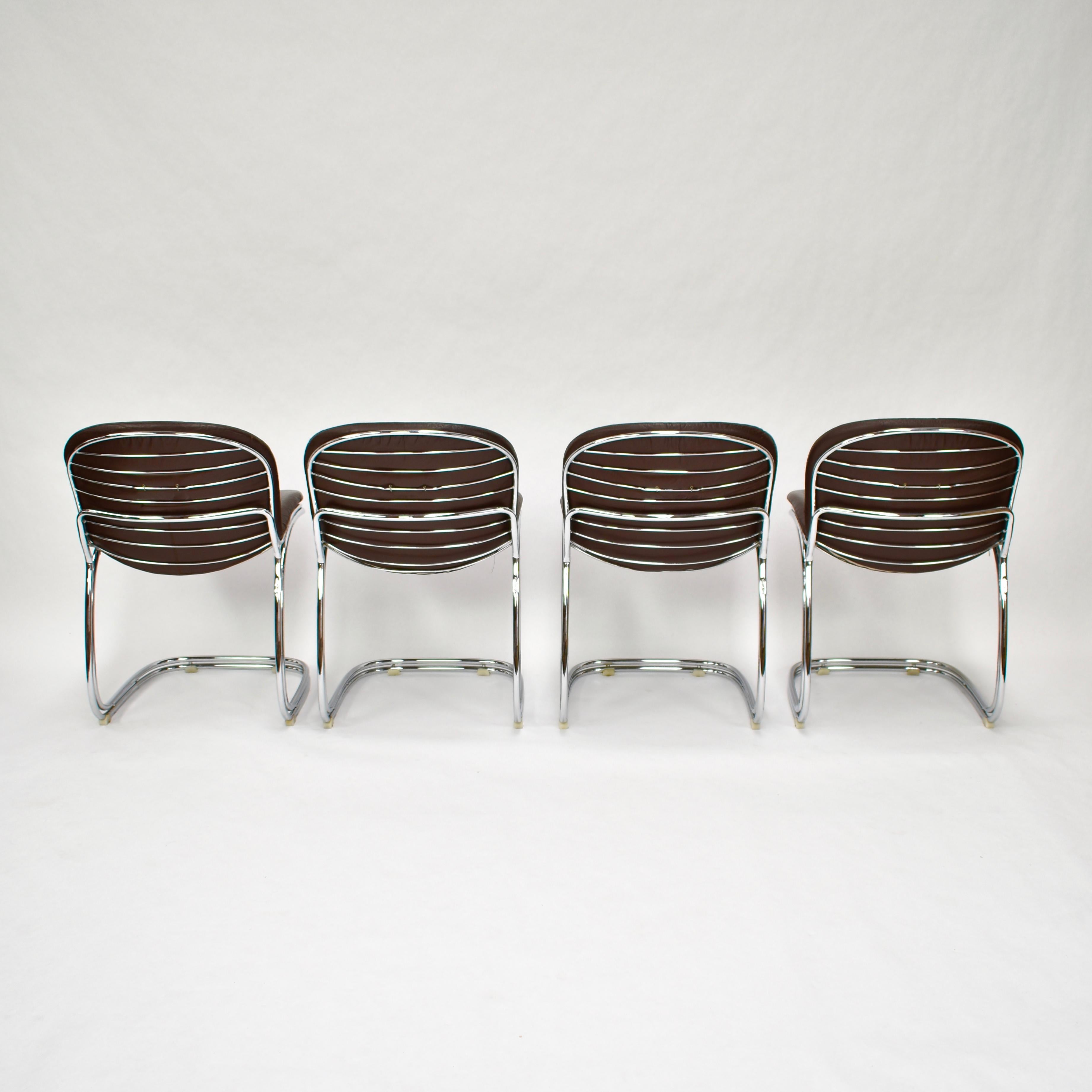Gastone Rinaldi 'Sabrina' Chocolate Brown Leather Chairs for RIMA, Italy In Good Condition In Pijnacker, Zuid-Holland