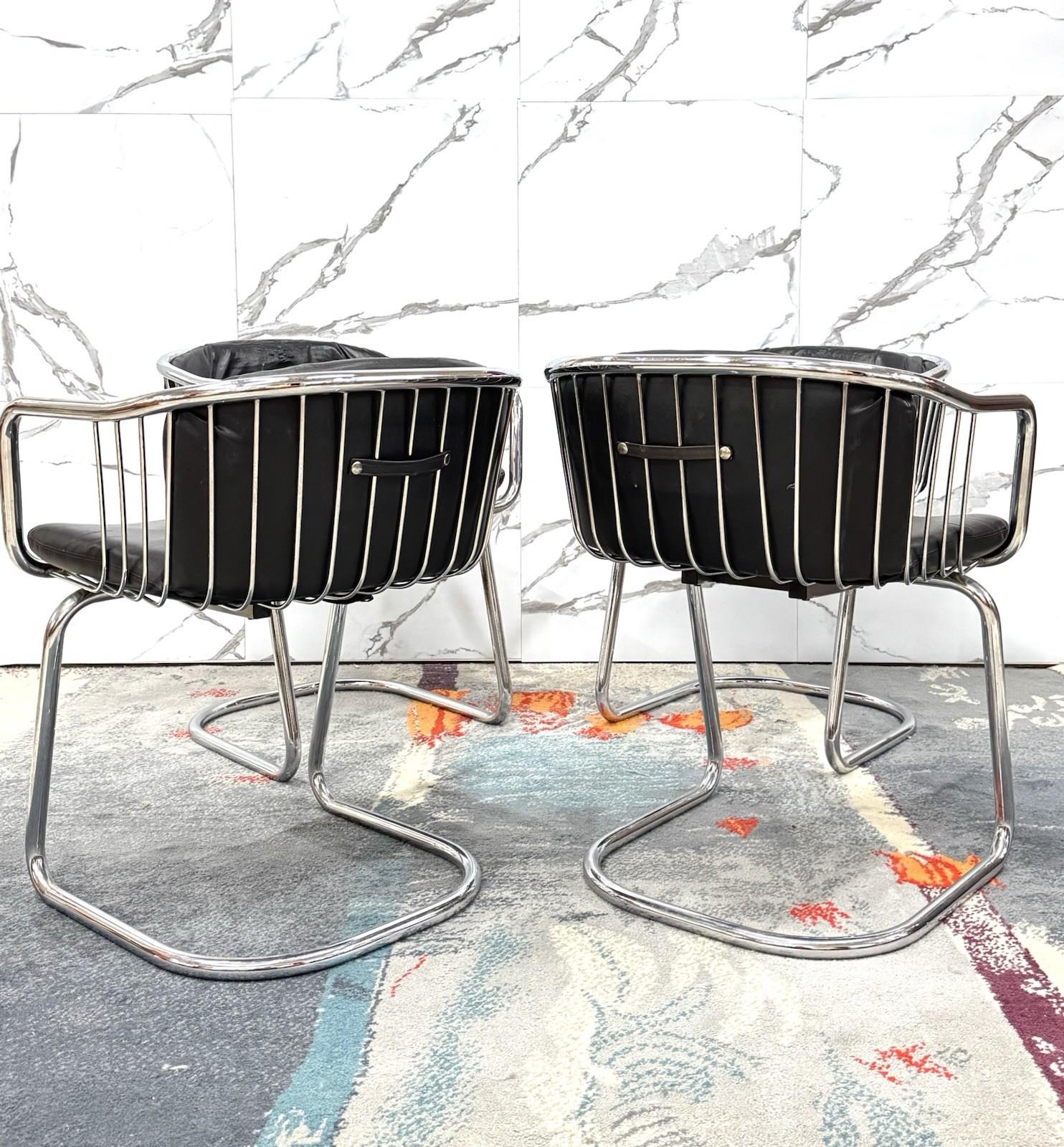 Gastone Rinaldi Set 4 Armchairs Steel Design 70s Modernism For Sale 4