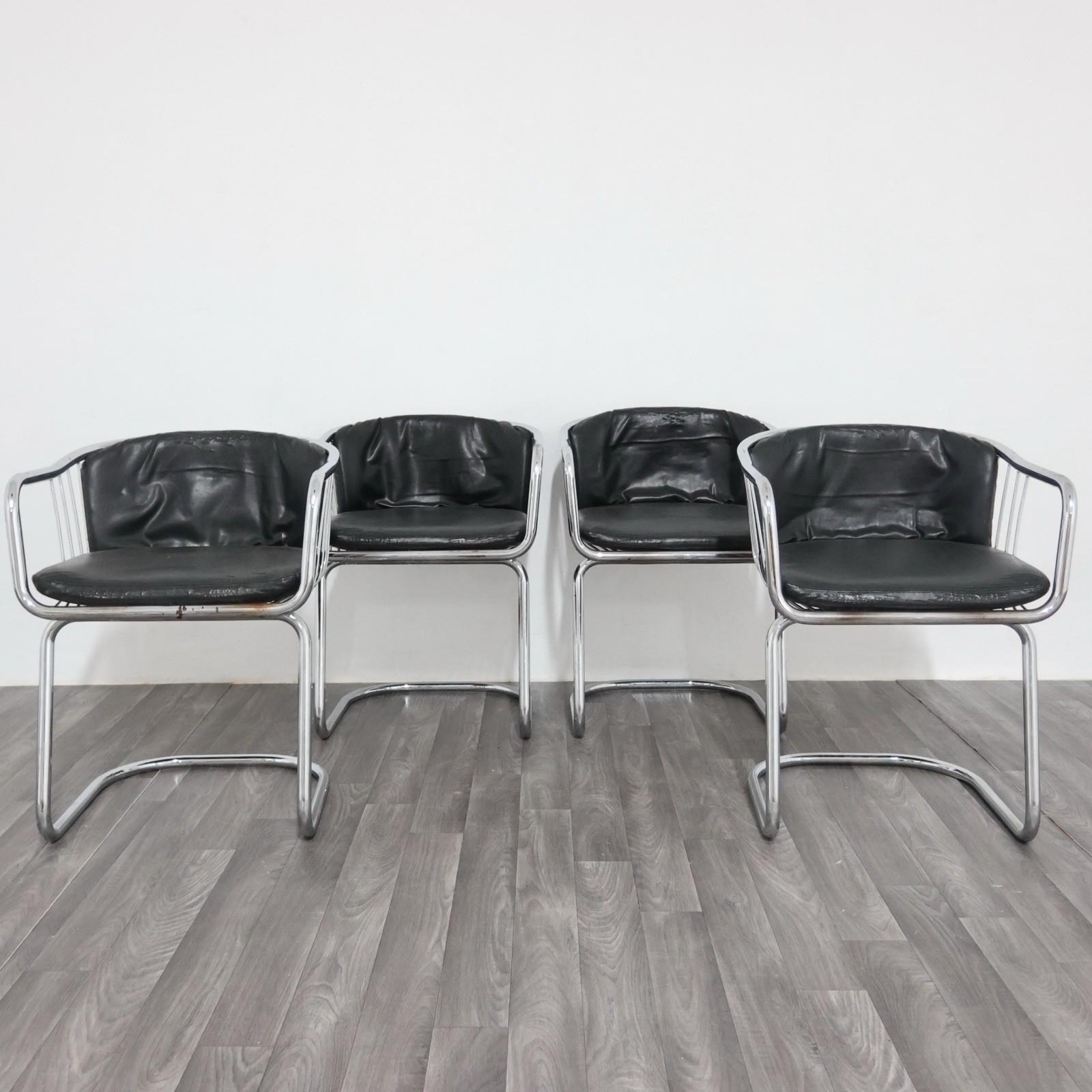 Gastone Rinaldi Set 4 Poltroncine Acciaio Design Anni '70 Modernariato en venta 3