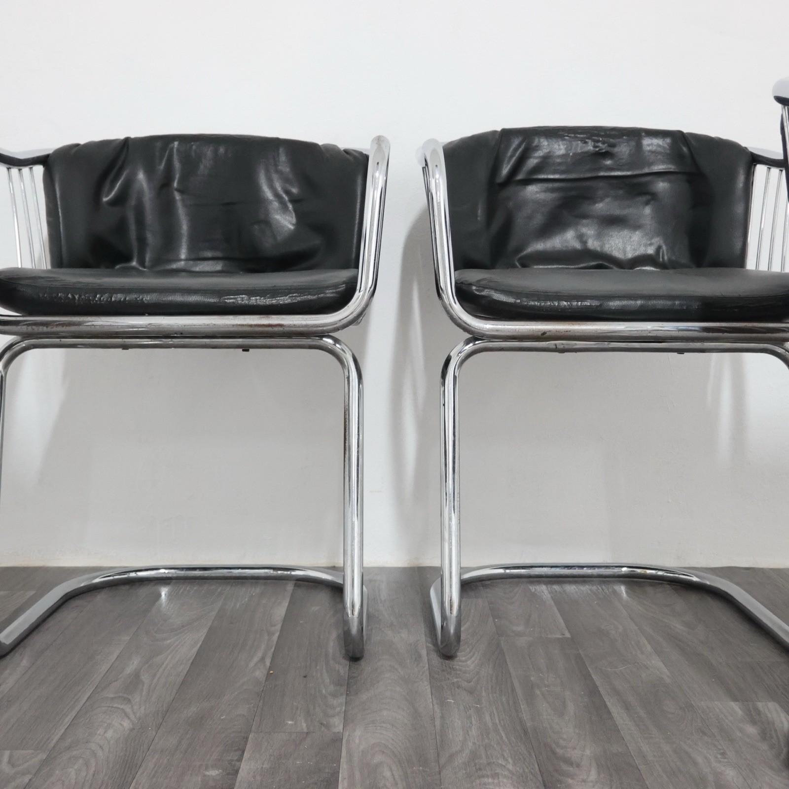 Gastone Rinaldi Set 4 Poltroncine Acciaio Design Anni '70 Modernariato en venta 4