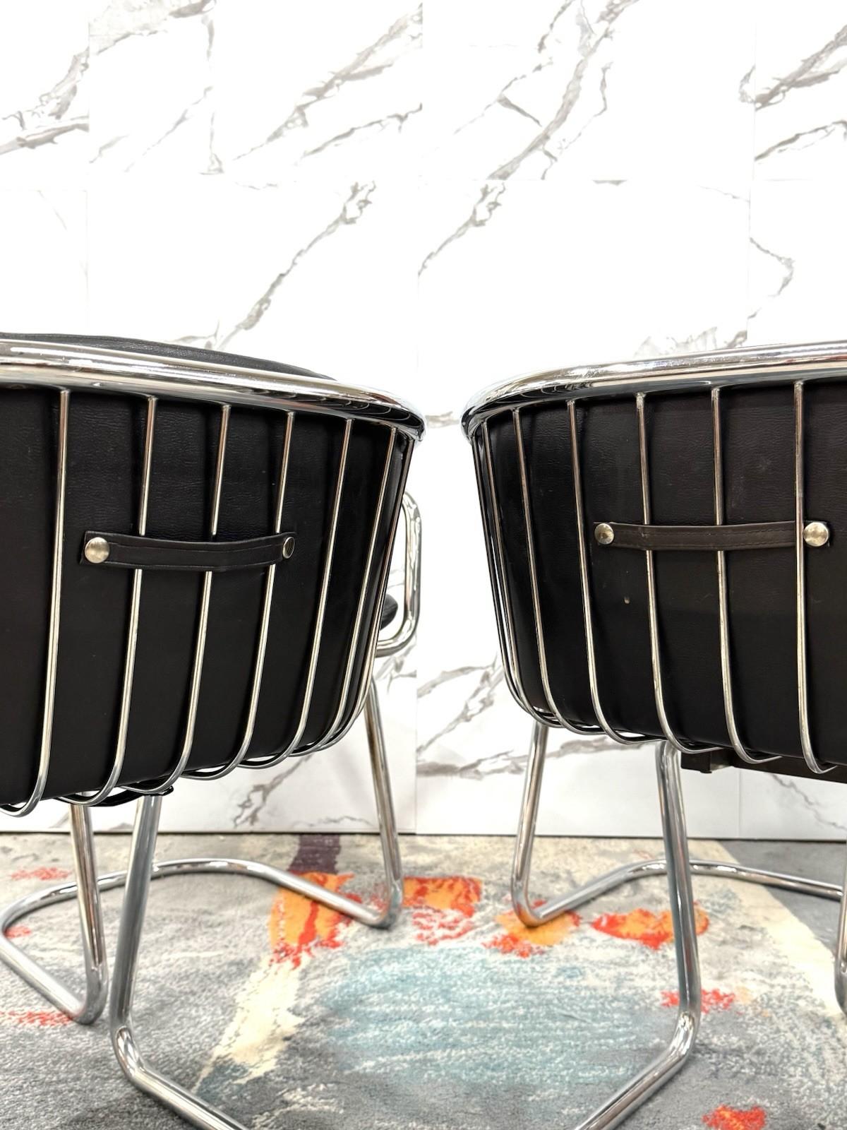 Gastone Rinaldi Set 4 Armchairs Steel Design 70s Modernism For Sale 6