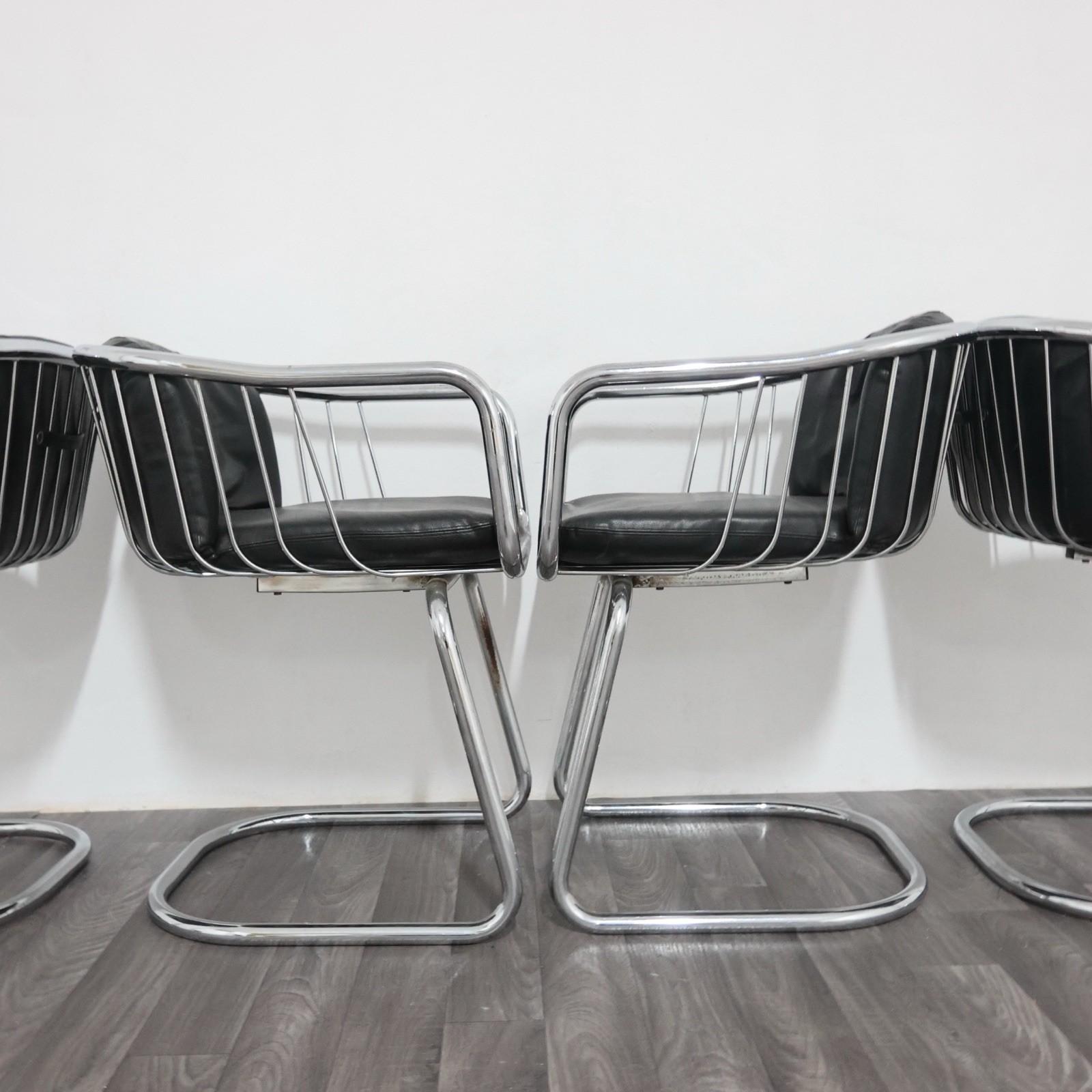 Gastone Rinaldi Set 4 Poltroncine Acciaio Design Anni '70 Modernariato en venta 7