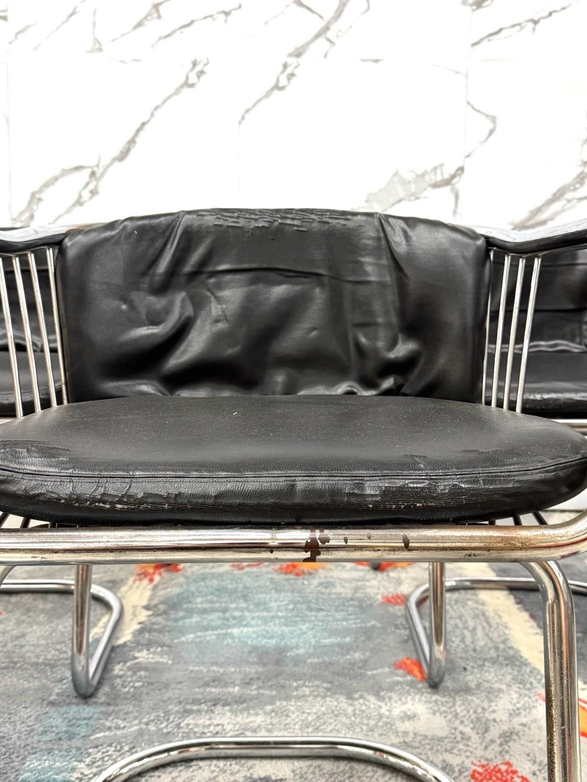 Gastone Rinaldi Set 4 Armchairs Steel Design 70s Modernism For Sale 9