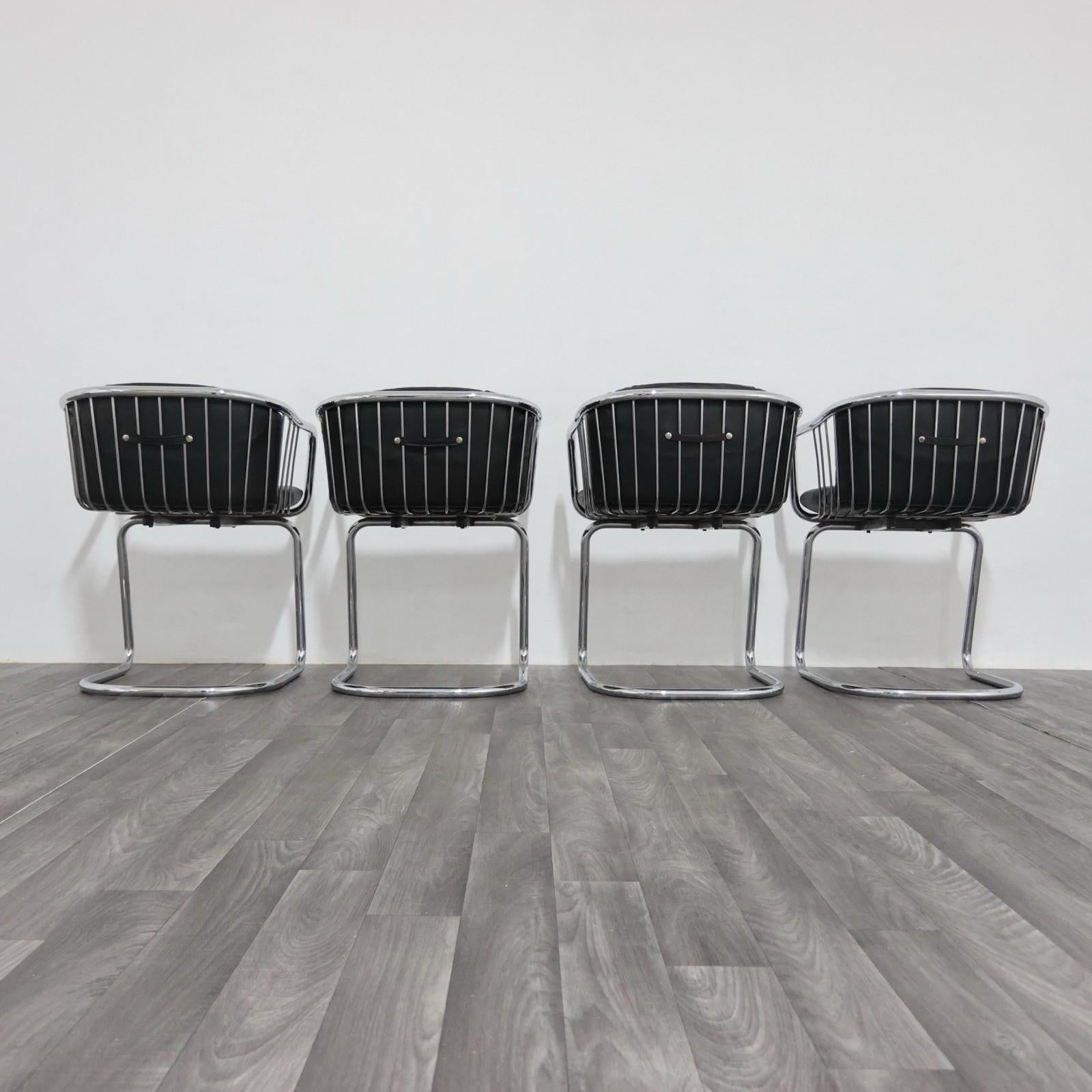 Gastone Rinaldi Set 4 Poltroncine Acciaio Design Anni '70 Modernariato en venta 8