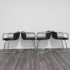 Gastone Rinaldi Set 4 Armchairs Steel Design 70s Modernism