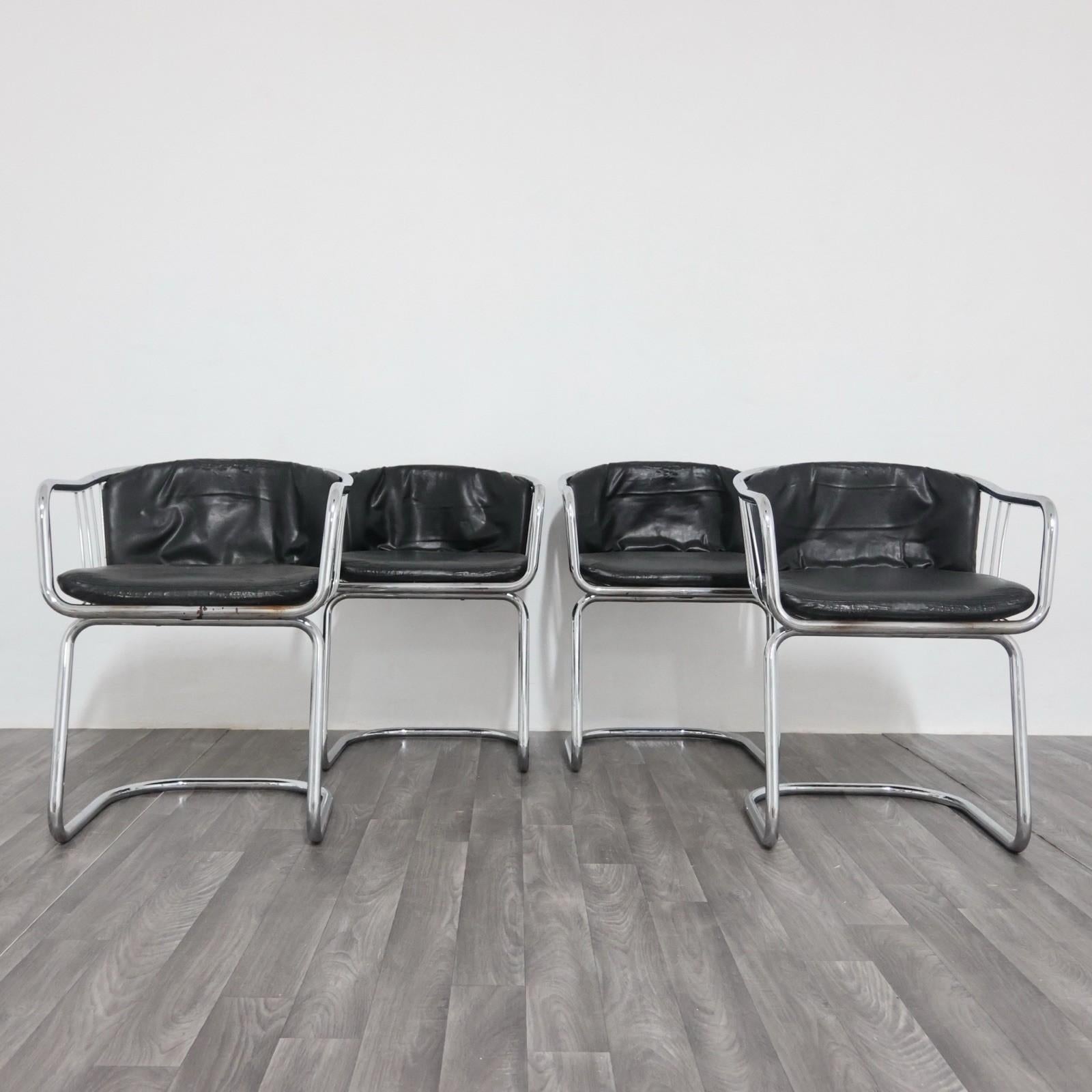 Gastone Rinaldi Set 4 Poltroncine Acciaio Design Anni '70 Modernariato Industrial en venta