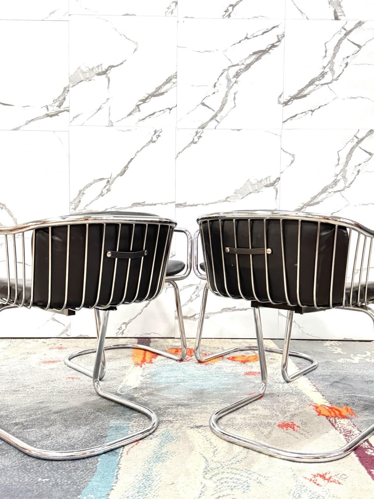 Gastone Rinaldi Set 4 Armchairs Steel Design 70s Modernism In Good Condition For Sale In Taranto, IT