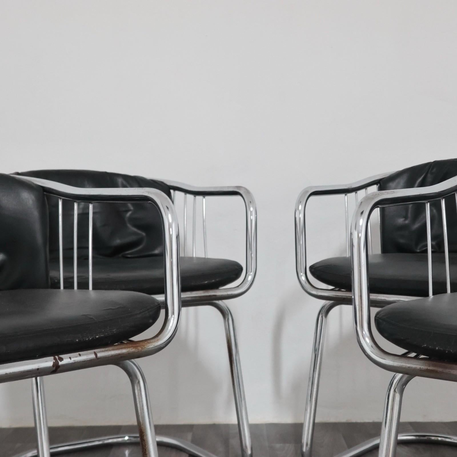 Gastone Rinaldi Set 4 Poltroncine Acciaio Design Anni '70 Modernariato finales del siglo XX en venta