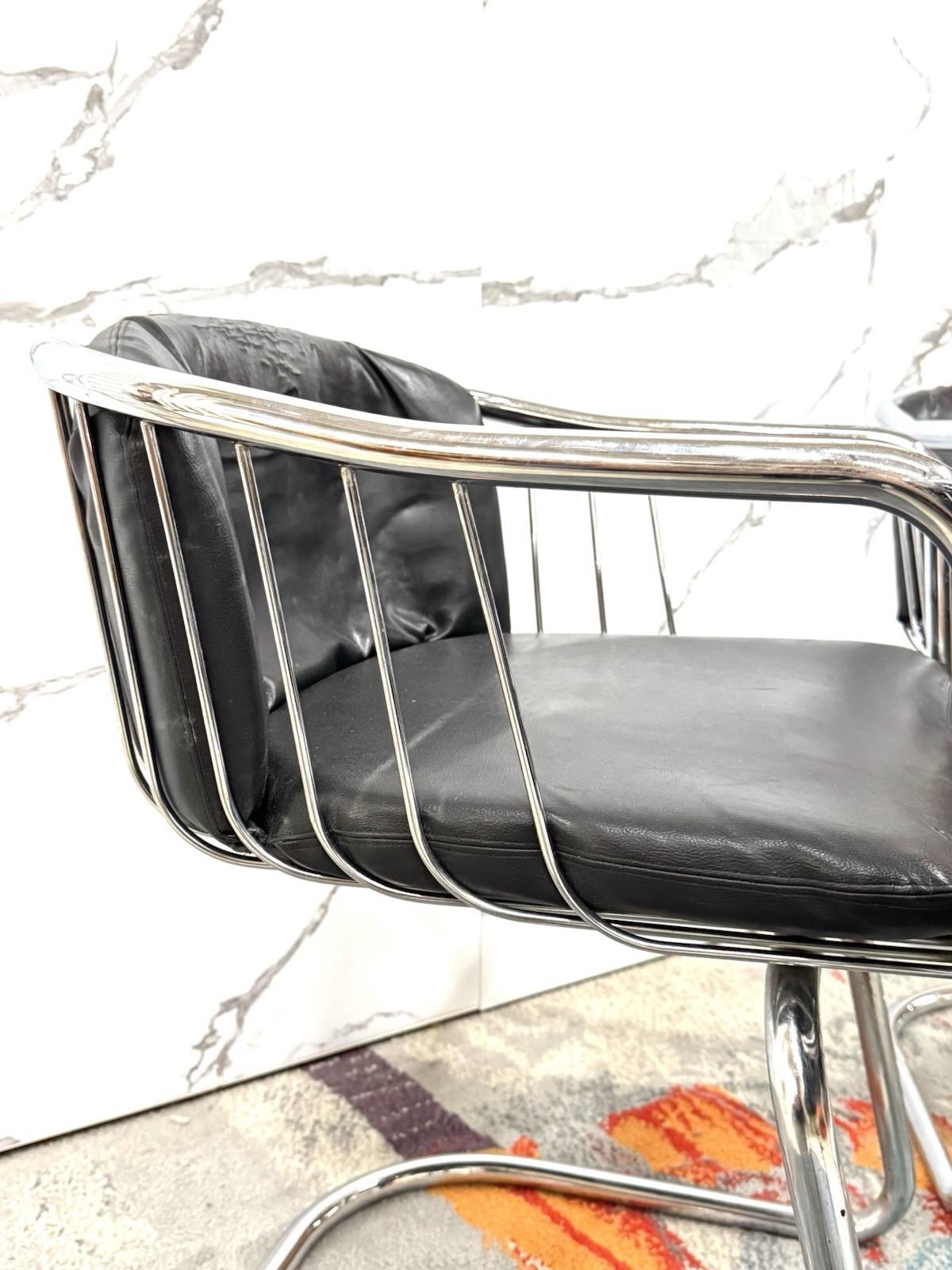 Gastone Rinaldi Set 4 Armchairs Steel Design 70s Modernism For Sale 2
