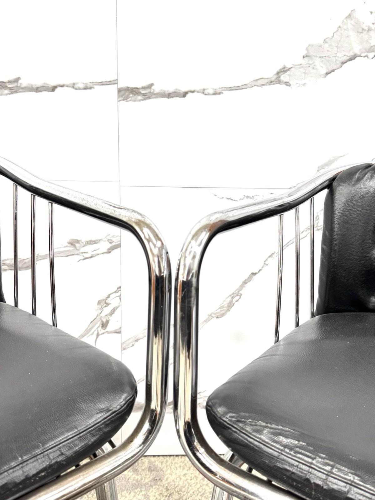 Gastone Rinaldi Set 4 Armchairs Steel Design 70s Modernism For Sale 3