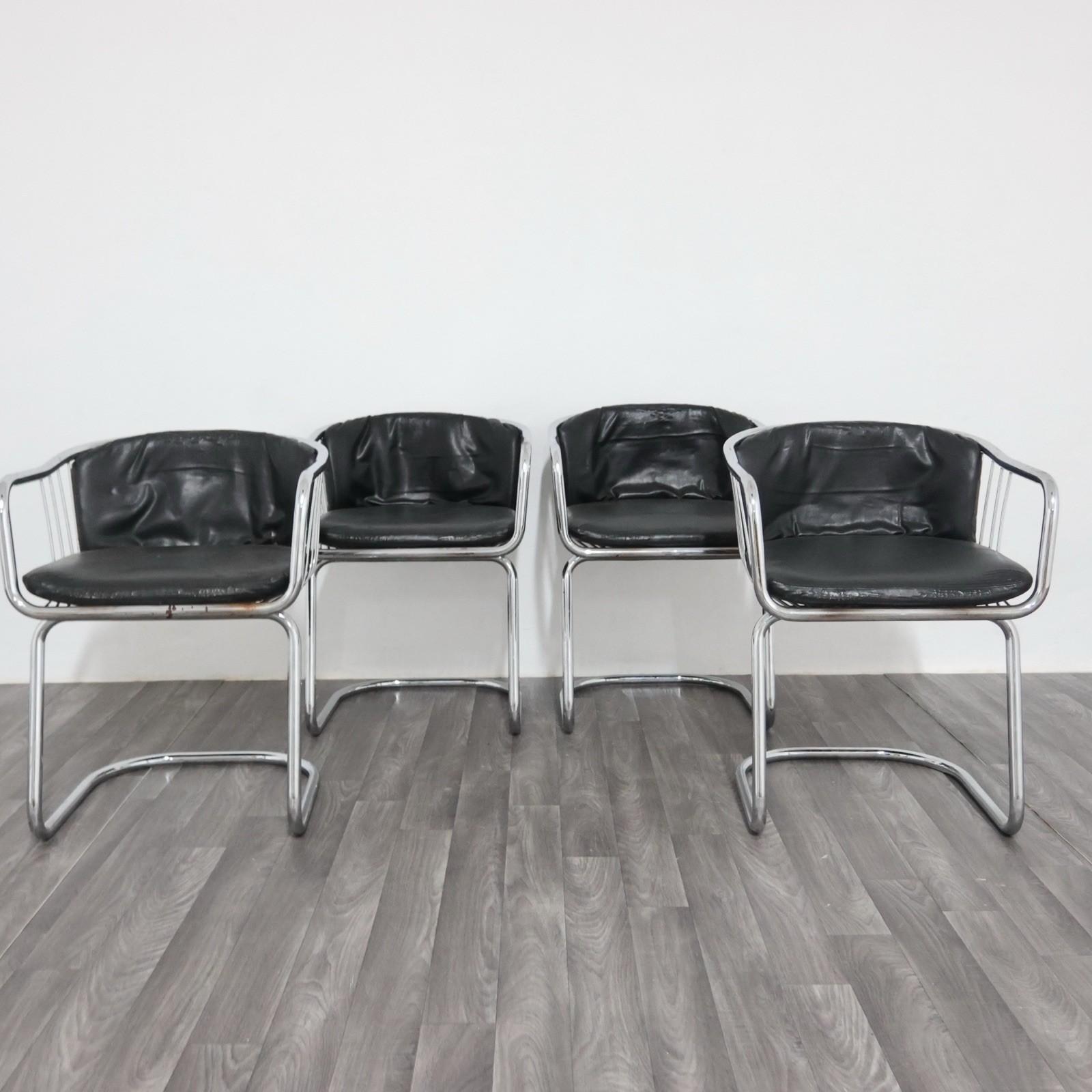 Gastone Rinaldi Set 4 Poltroncine Acciaio Design Anni '70 Modernariato en venta 2