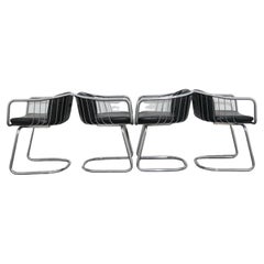 Gastone Rinaldi Set 4 Poltroncine Acciaio Design Anni ‘70 Modernariato